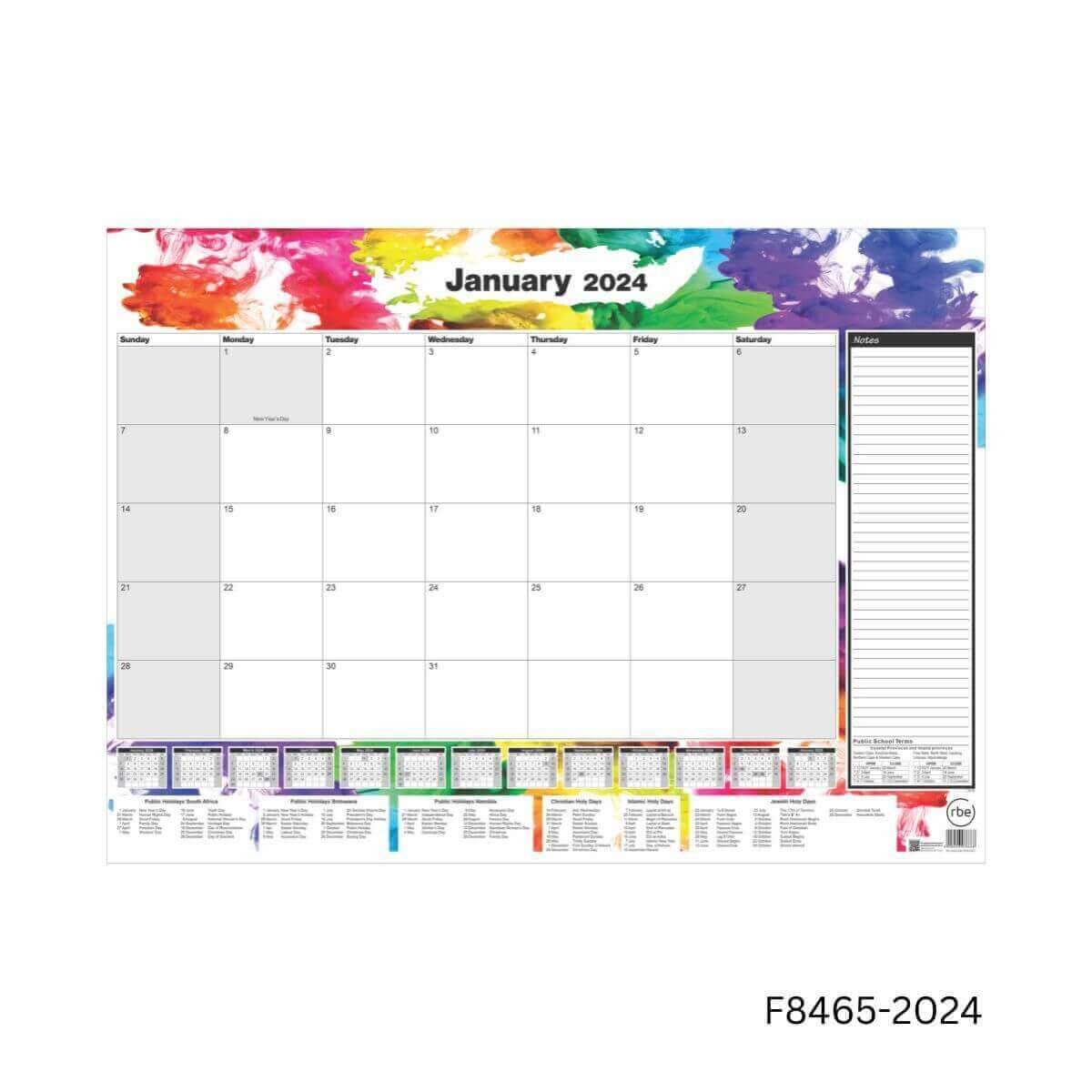 A2 Desk Calendar Pad - Jan To Dec - Rbe Stationery &amp;amp; Print | Calendar 2024 Printable South Africa