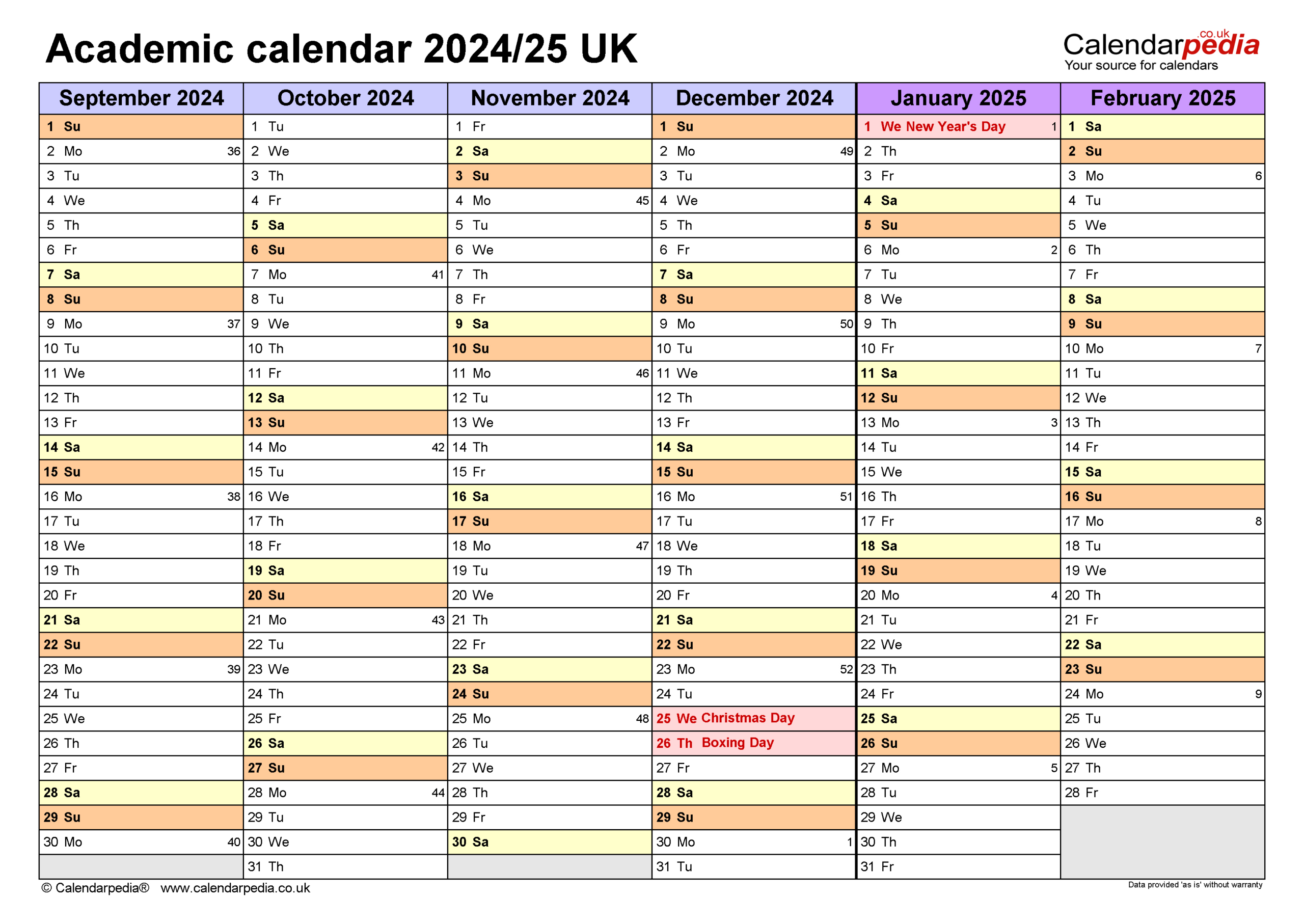 Academic Calendars 2024/25 Uk - Free Printable Word Templates | 2024 Yearly Calendar Calendar Labs