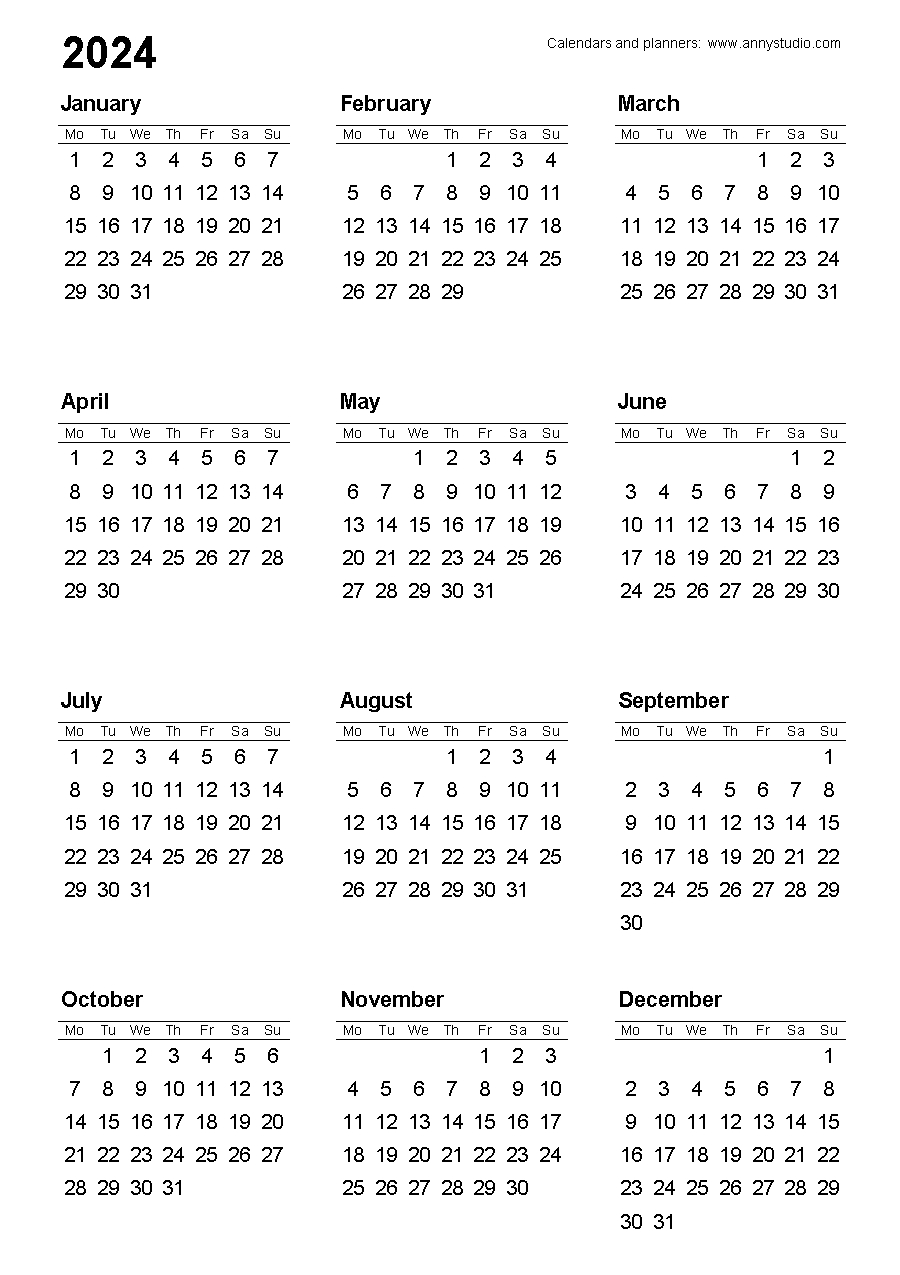 Annystudio Articles | Printable Calendar 2024 Nsw