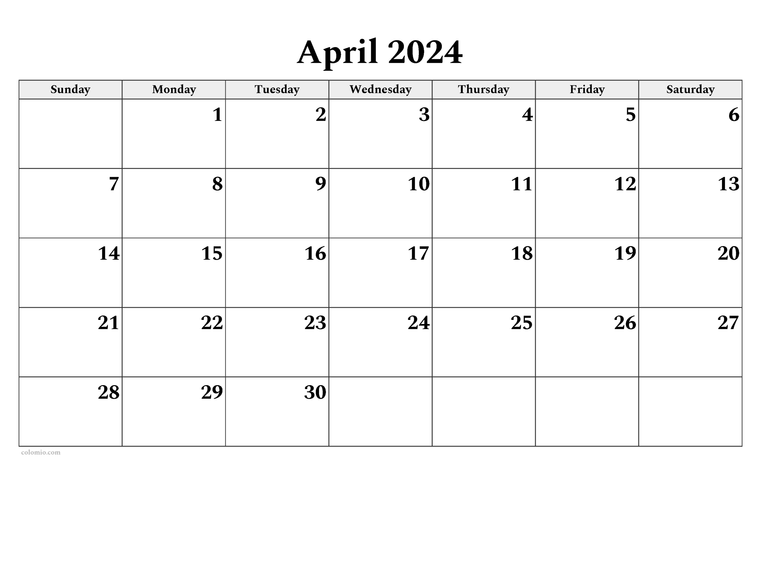 April 2023 Calendar | Free Printable Pdf, Xls And Png | April 2024 Printable Calendar