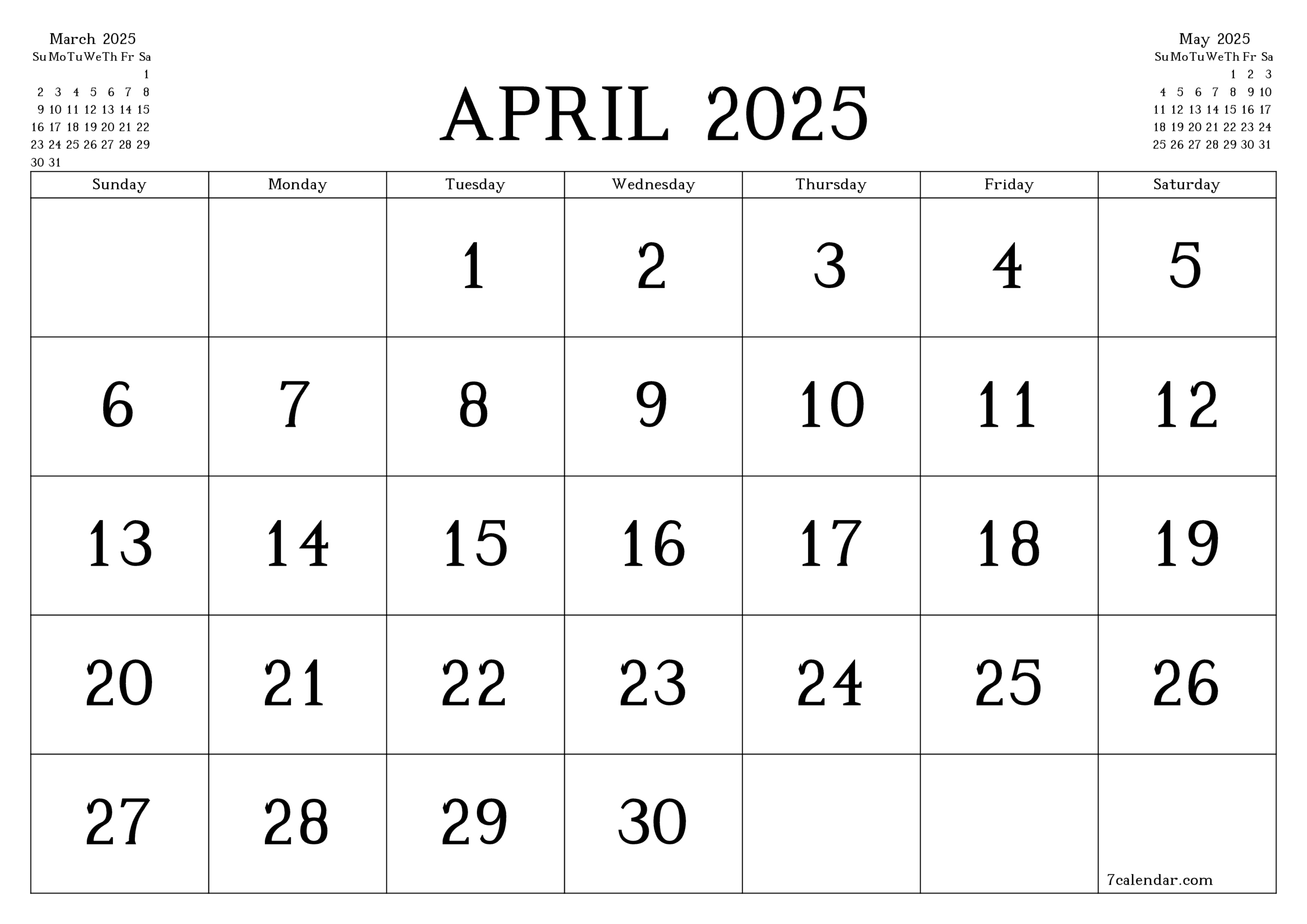 April 2025 Free Printable Calendar And Planner, Pdf And Png | Printable Calendar April 2024 To March 2025