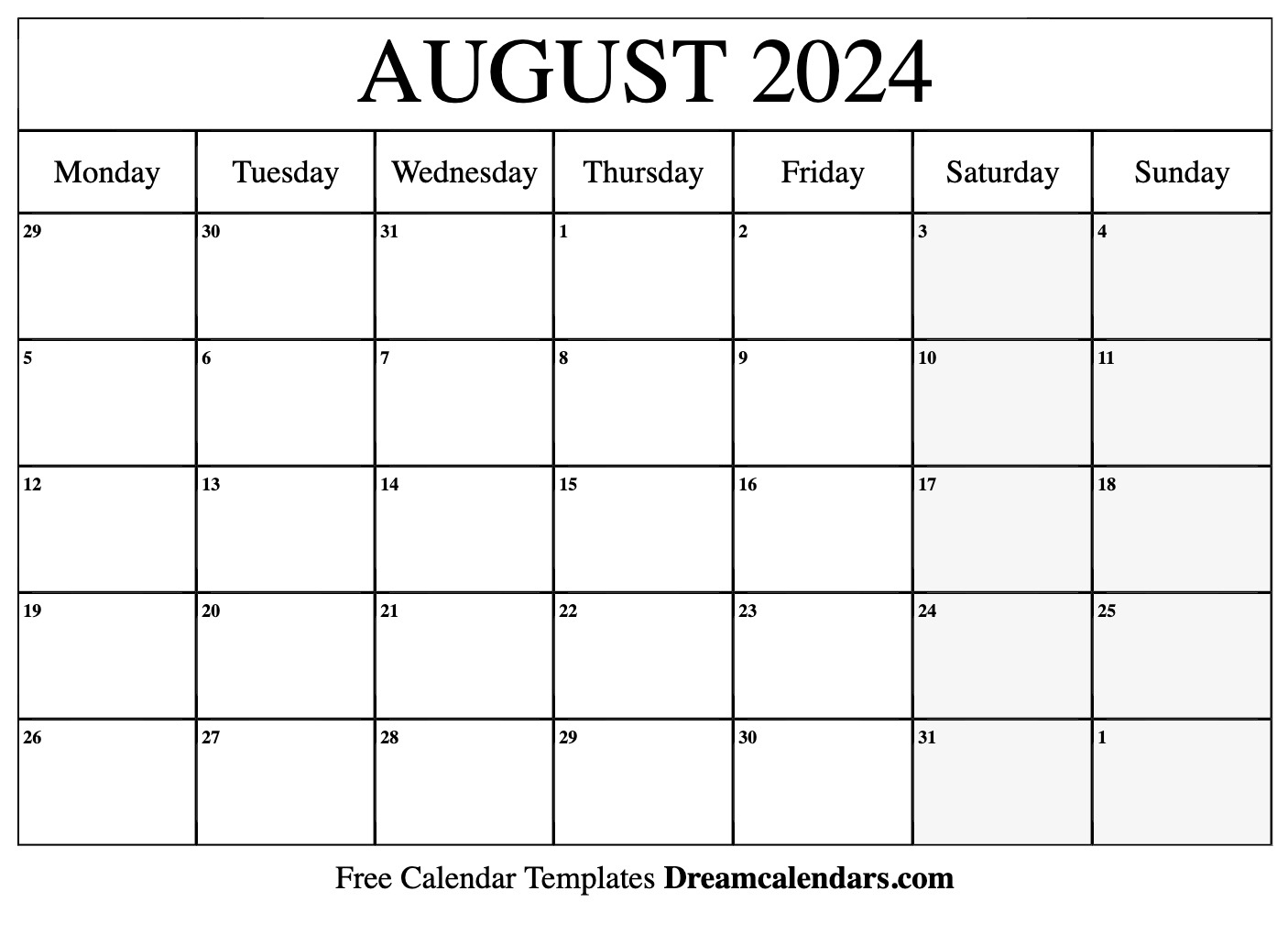 August 2024 Calendar | Free Blank Printable With Holidays | Printable Calendar 2024 August