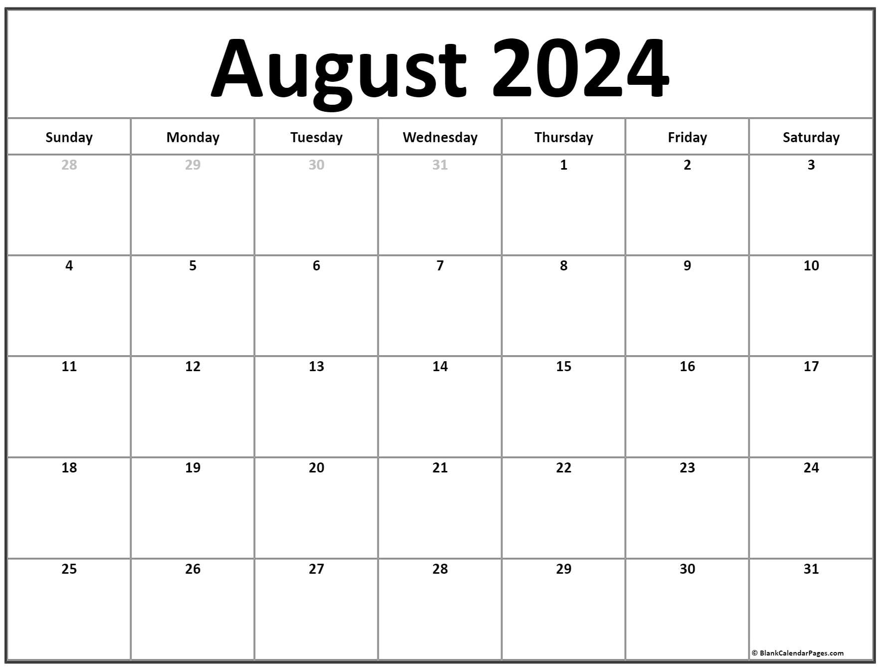 August 2024 Calendar | Free Printable Calendar | Printable Calendar 2024 August