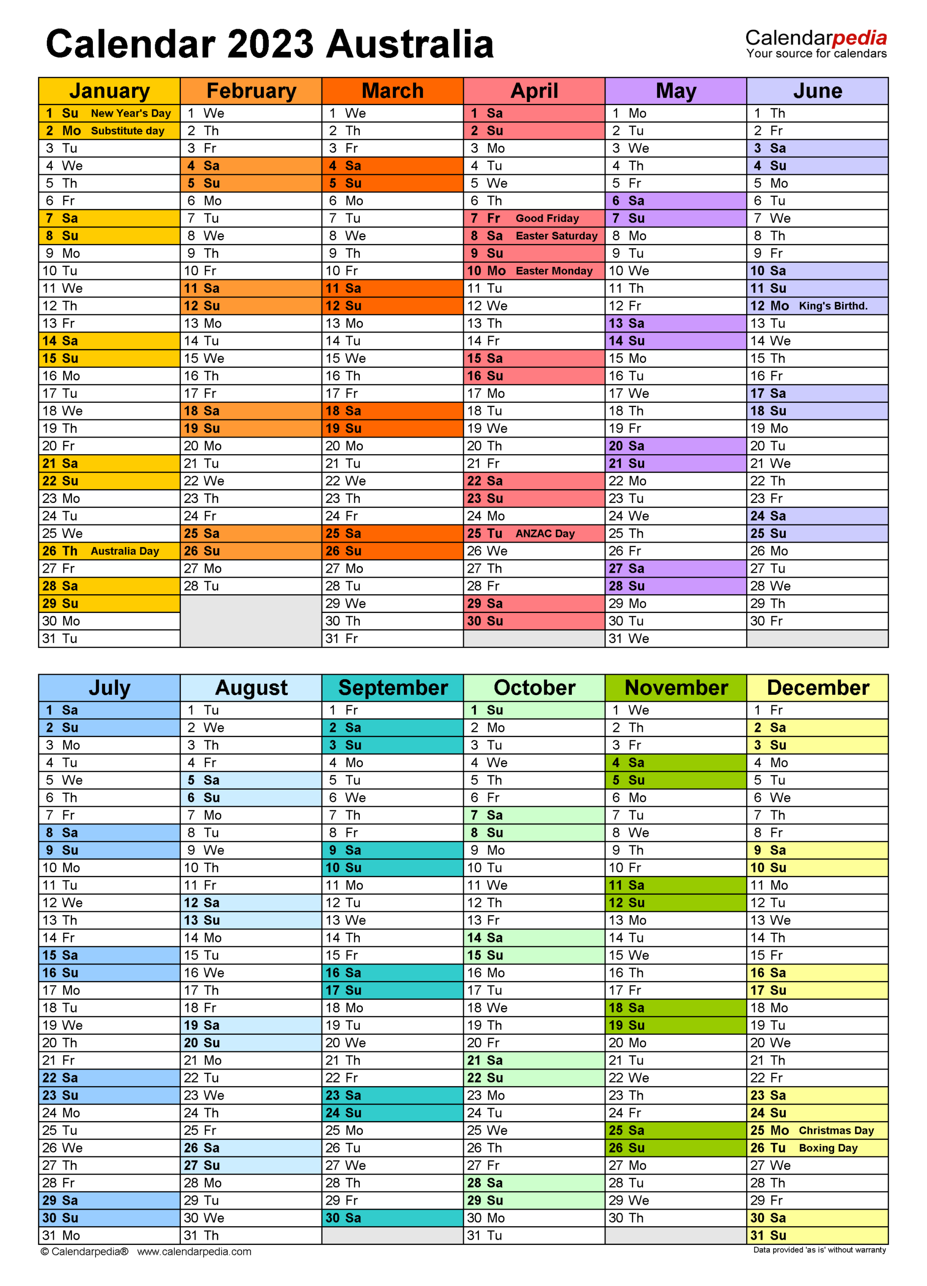 Australia Calendar 2023 - Free Printable Pdf Templates | 2023 Calendar 2024 Printable Australia