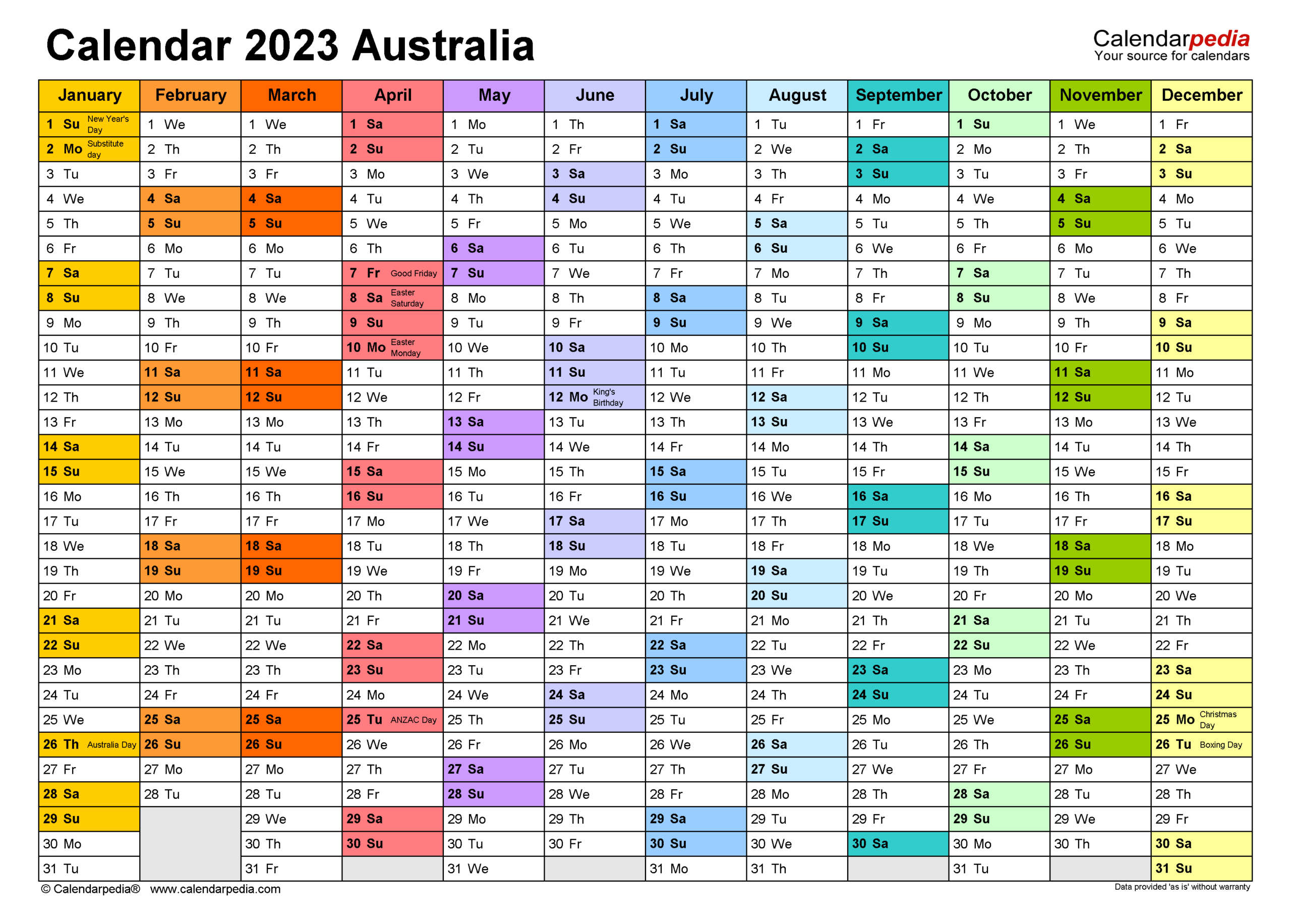 Australia Calendar 2023 - Free Printable Pdf Templates | 2023 Calendar 2024 Printable Australia