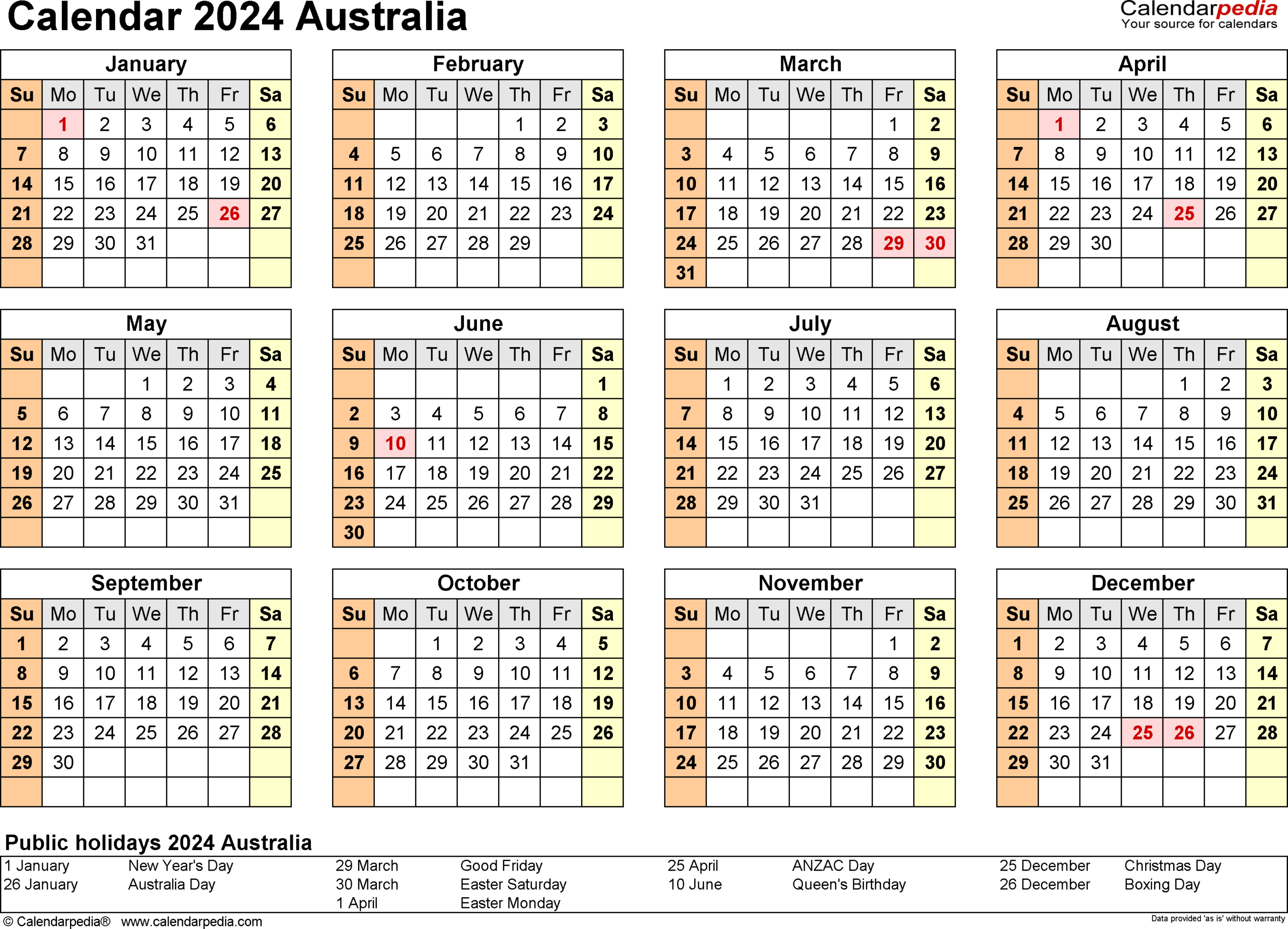 Australia Calendar 2024 - Free Printable Excel Templates | Cfmeu Calendar 2024 Nsw Printable