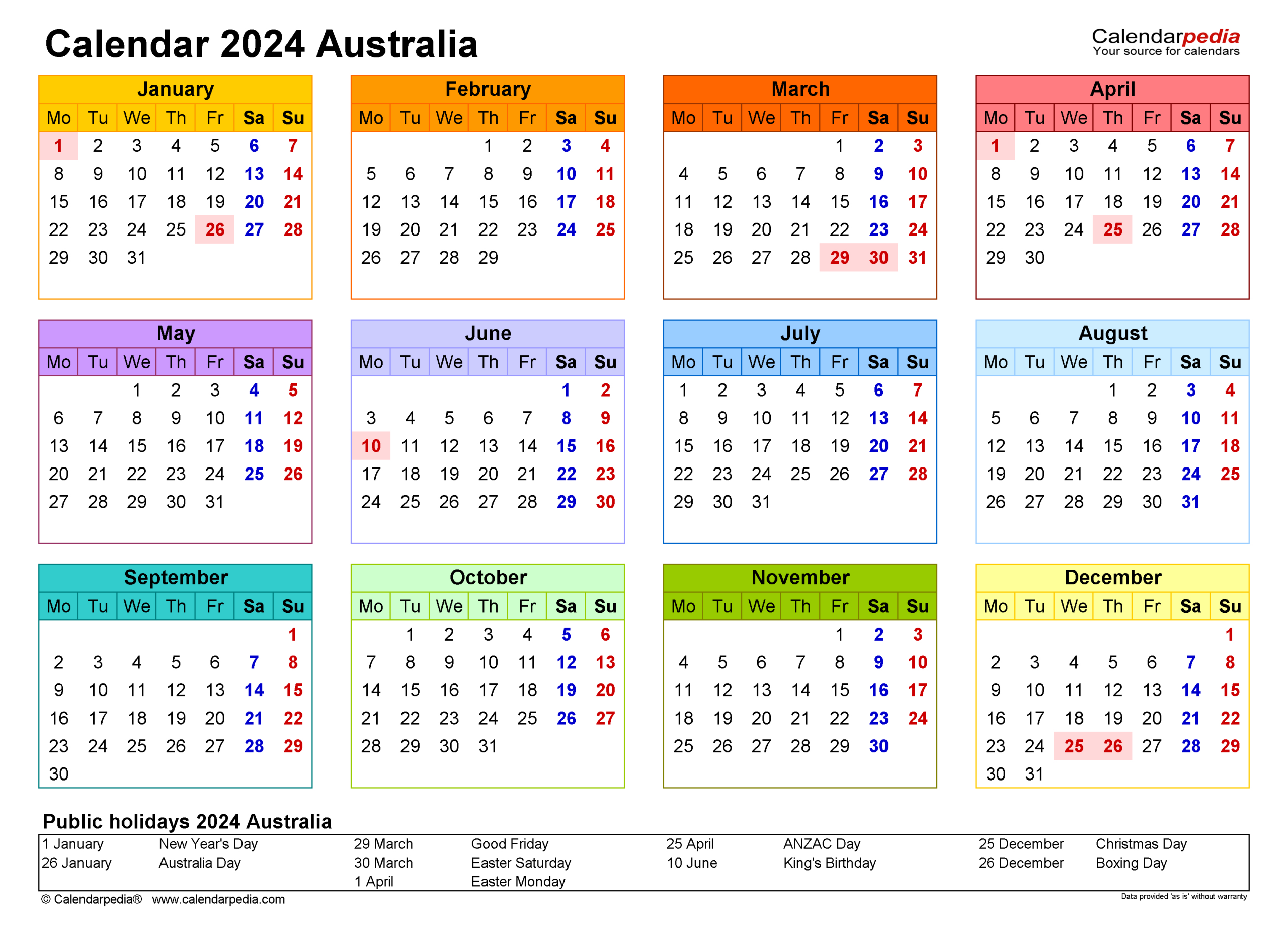 Australia Calendar 2024 - Free Printable Excel Templates | Cfmeu Calendar 2024 Qld Printable Pdf
