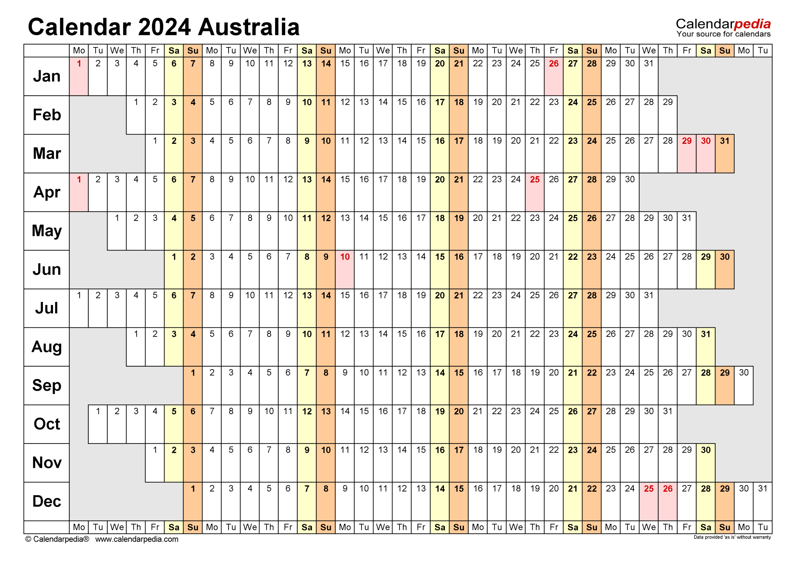 Australia Calendar 2024 - Free Printable Excel Templates | Ed Qld 2024 Calendar Printable