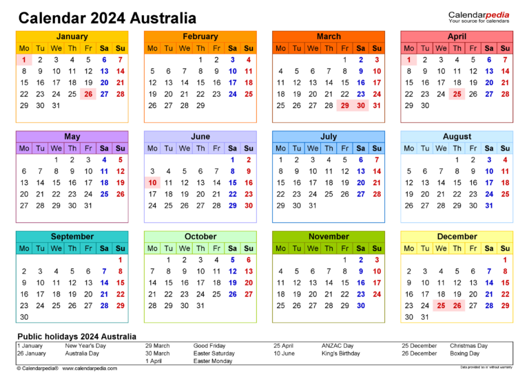 Australia Calendar 2024 - Free Printable Pdf Templates | 2023 Calendar 2024 Printable Australia