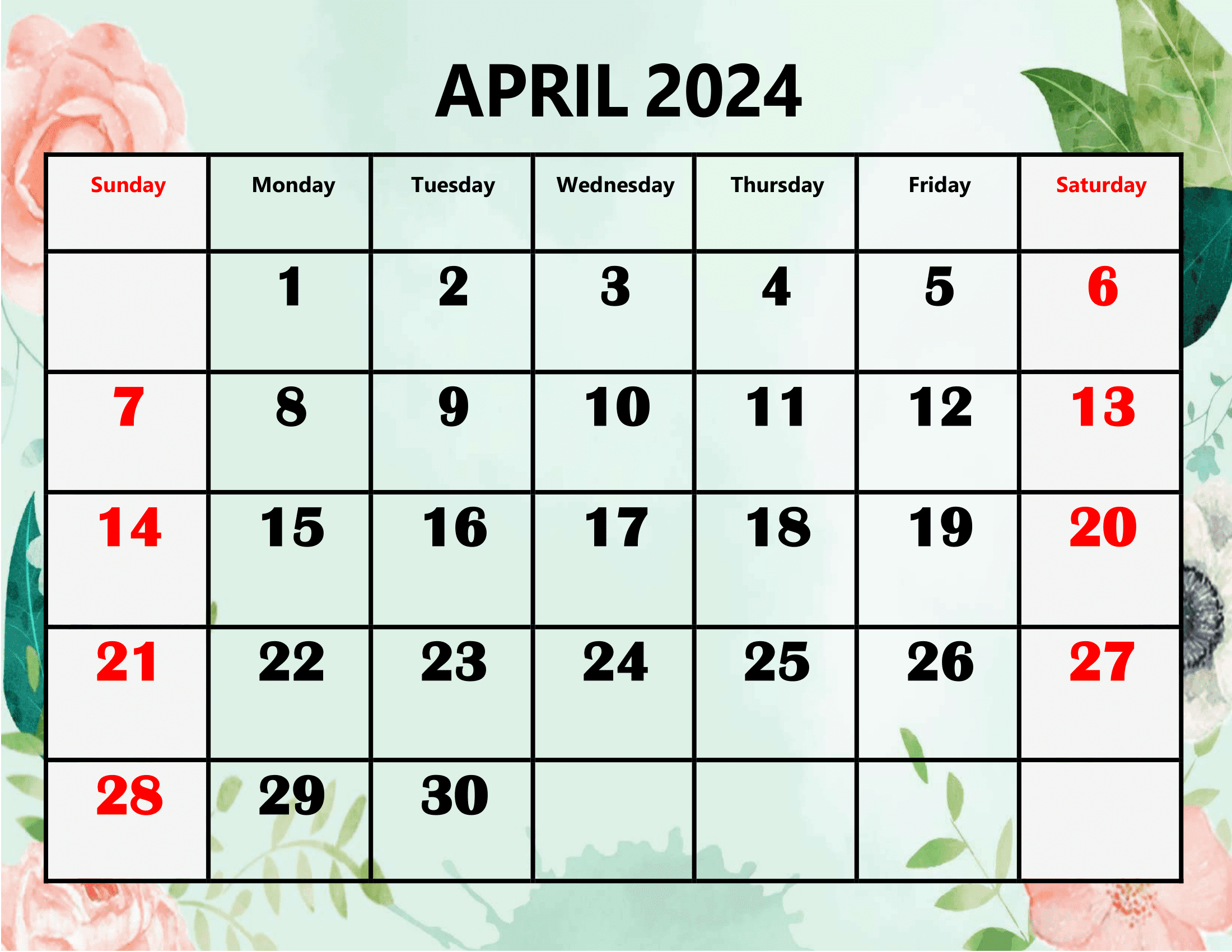 Blank April 2024 Calendar Printable Pdf Template With Holidays | Calendar 2024 Malaysia Printable