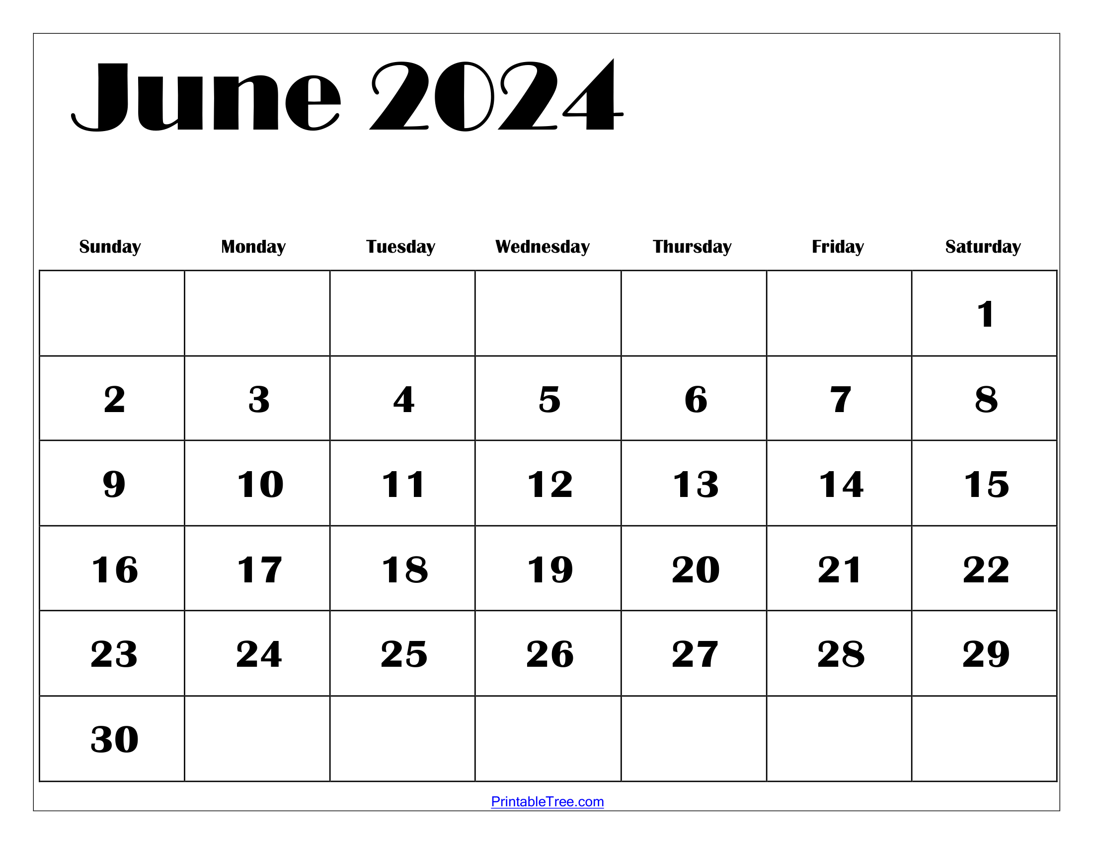 Blank June 2024 Calendar Printable Pdf Templates Free Download | Calendar 2024 Printable June