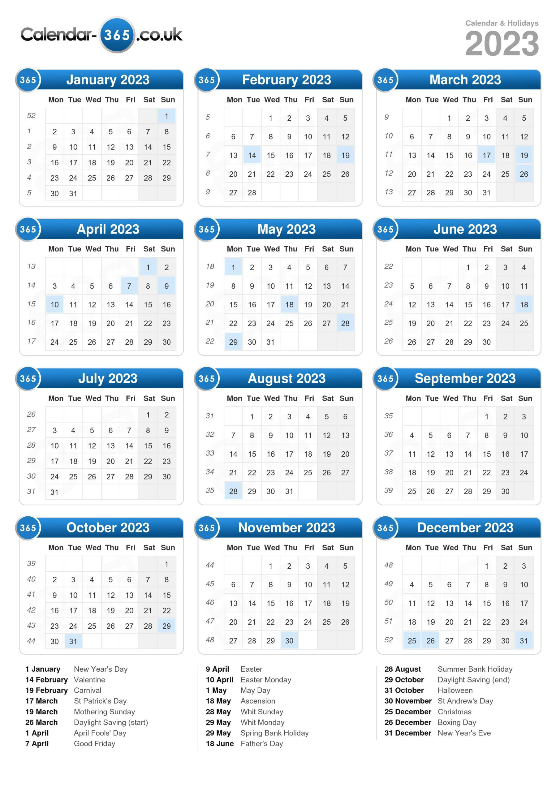 Calendar 2023 | Timeanddate Printable Calendar 2024