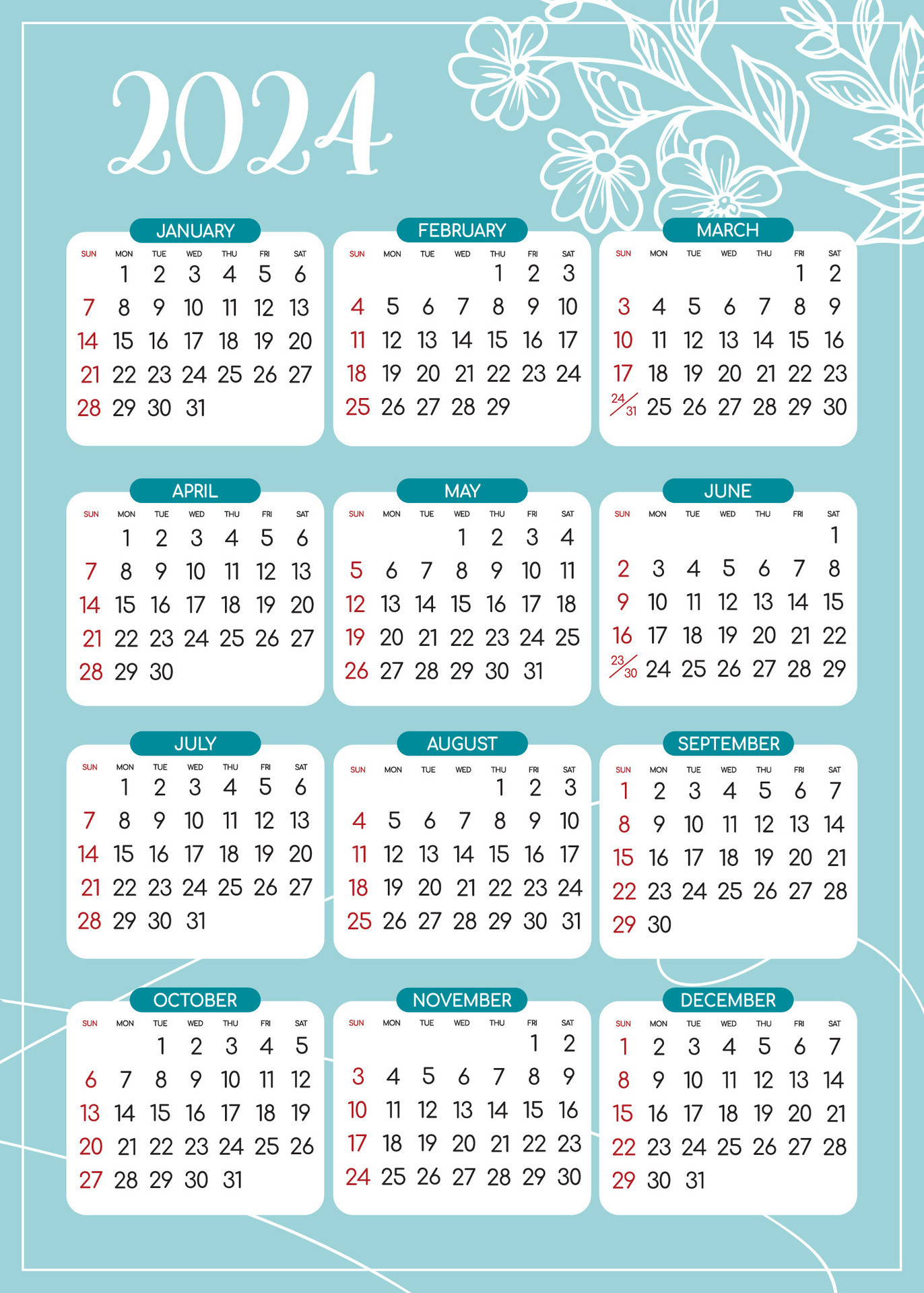 Calendar 2024 - All Months - National Holidays. Calendar | Printable Calendar 2024 Pakistan