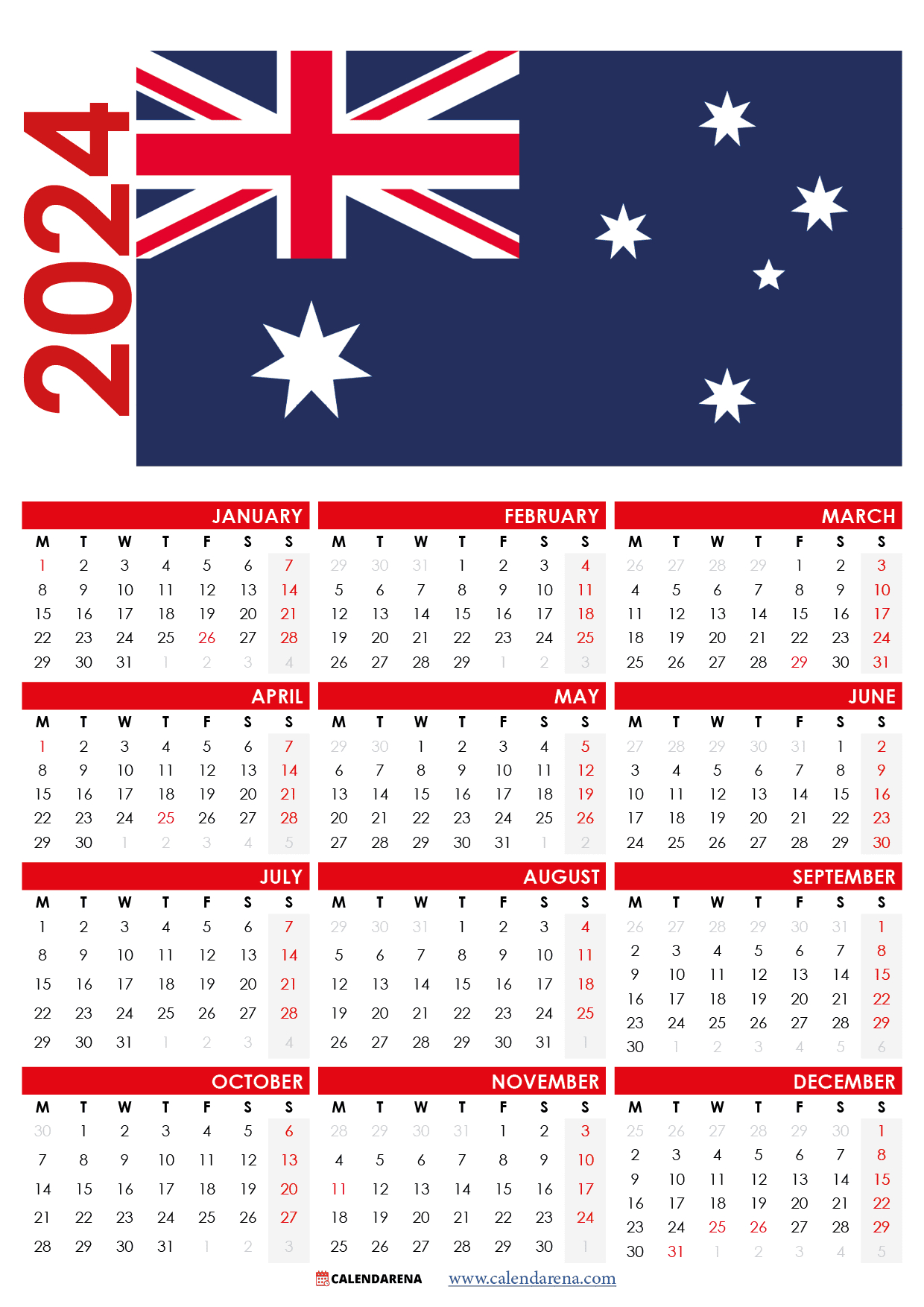 Calendar 2024 Australia With Holidays And Festivals | 2023 Calendar 2024 Printable Australia