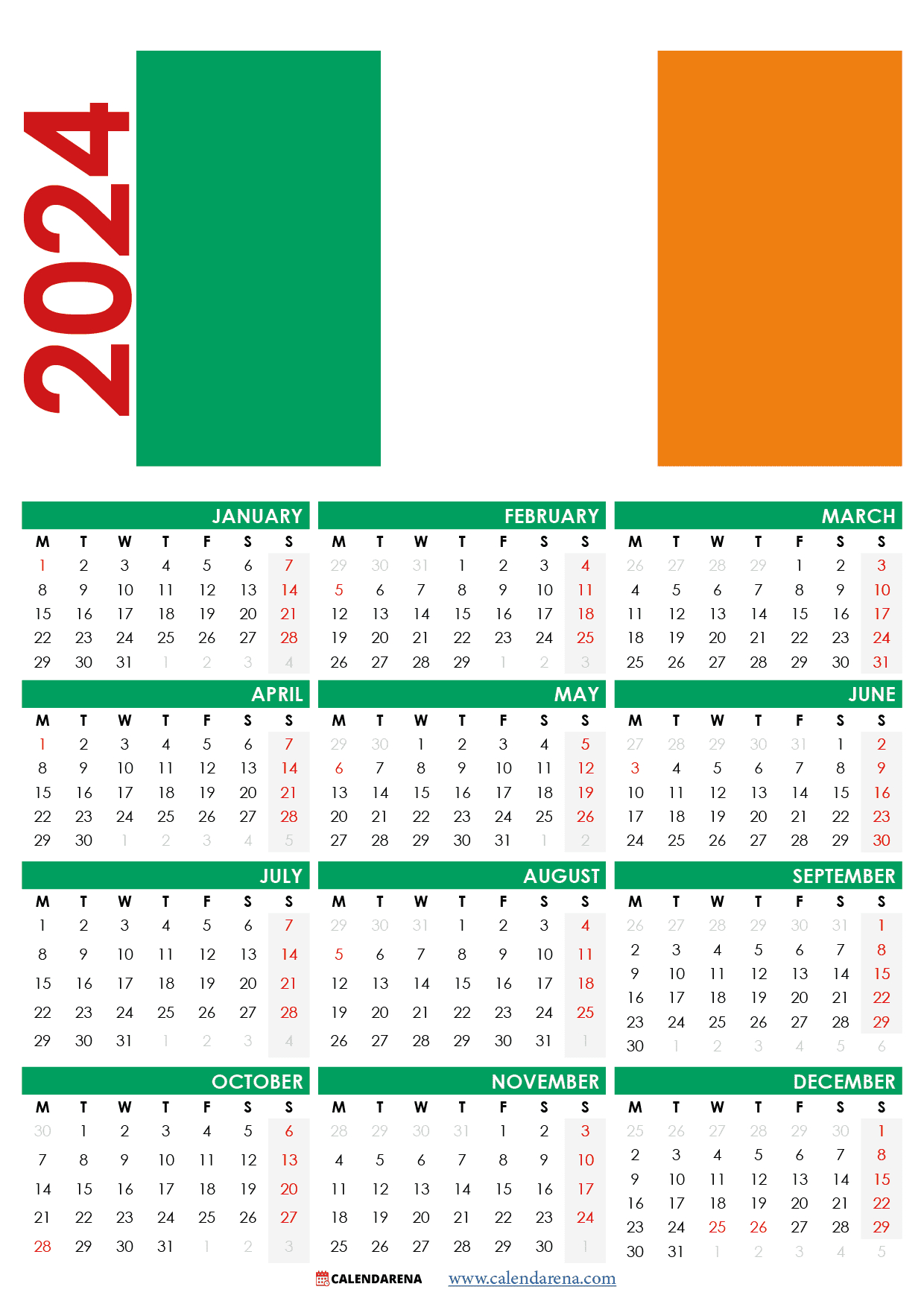 Calendar 2024 Ireland With Holidays And Festivals | Calendar 2024 Printable Ireland