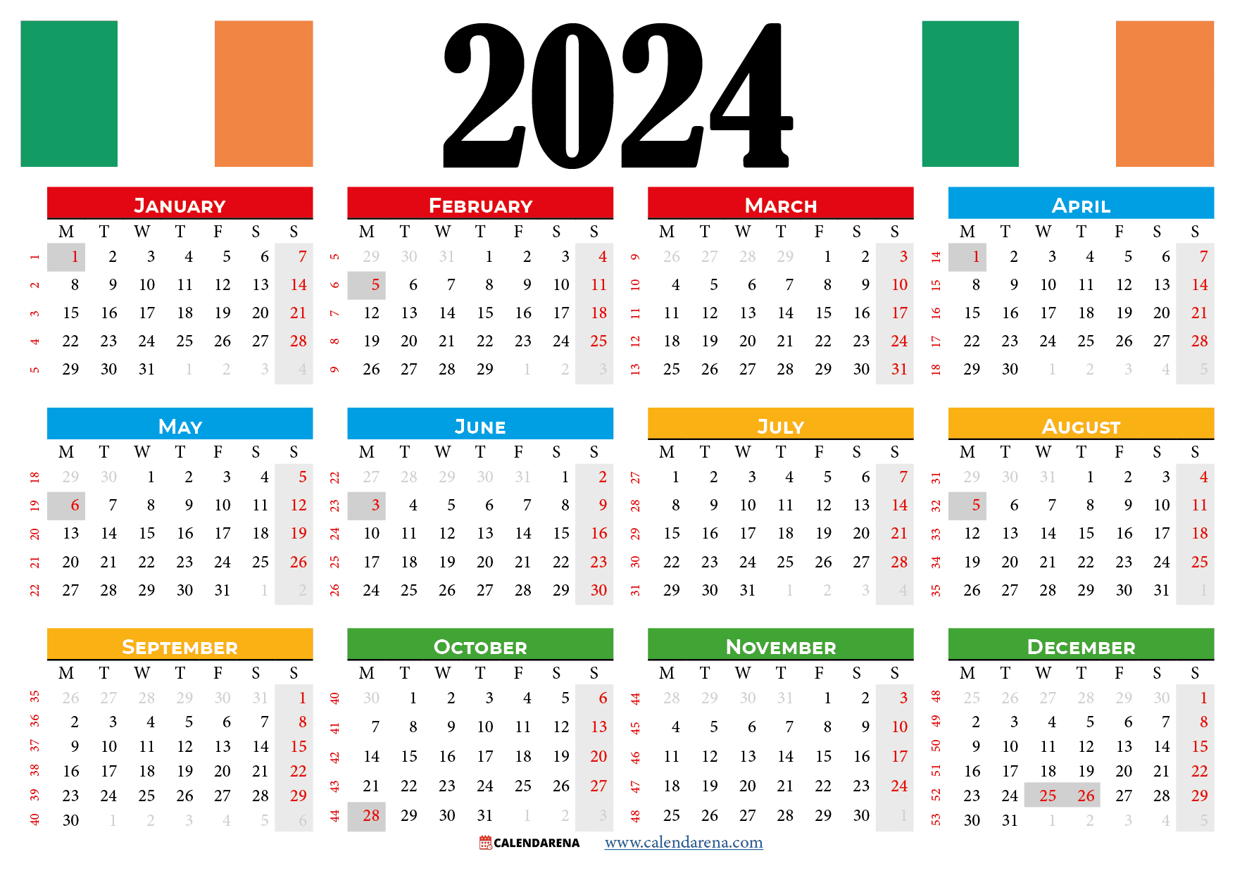 Calendar 2024 Ireland With Holidays And Festivals | Calendar 2024 Printable Ireland