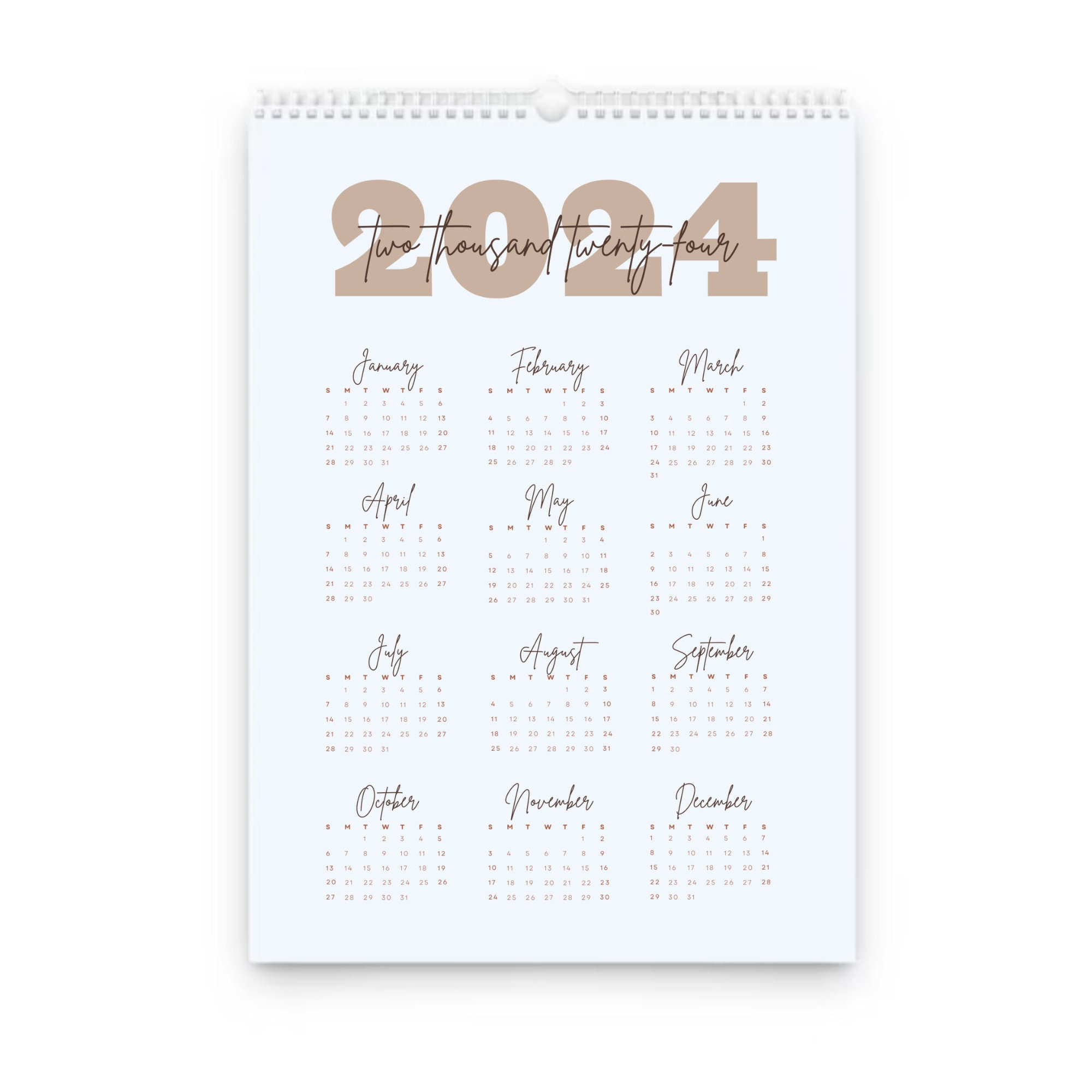 Calendar 2024 Printable Fully Editable 2024 Calendar Poster - Etsy | Printable Calendar 4U 2024