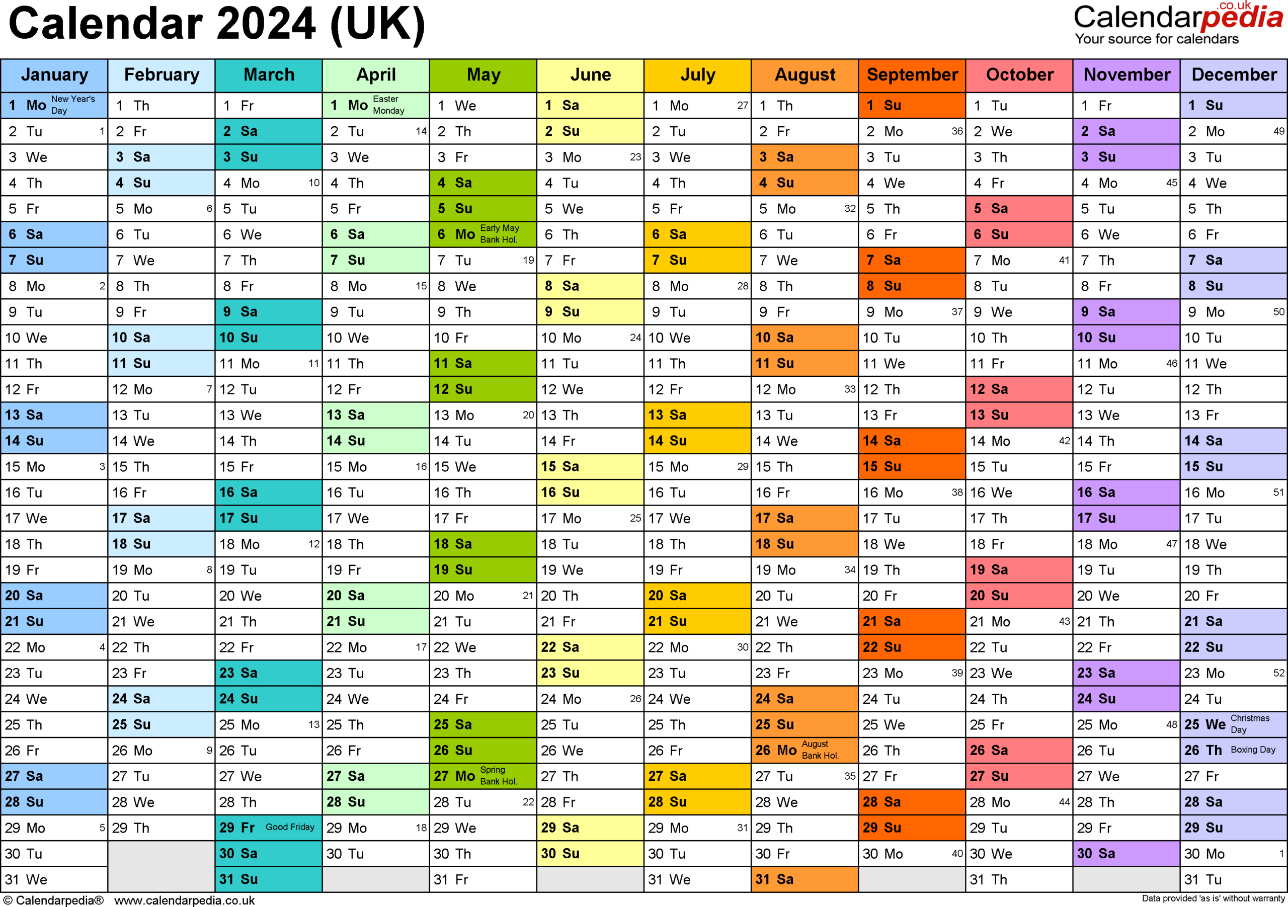 Calendar 2024 (Uk) - Free Printable Microsoft Excel Templates | 2024 Monthly Calendar Printable Excel