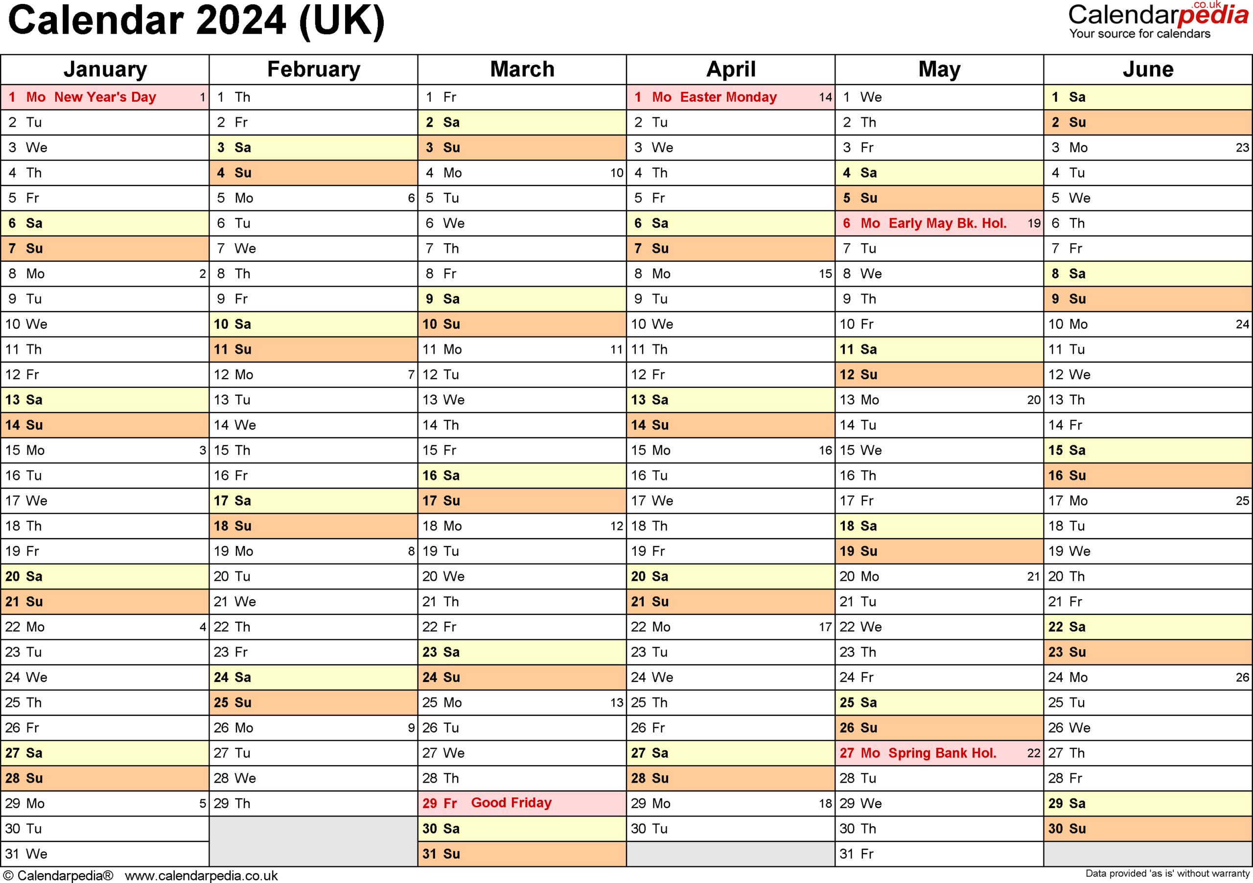Calendar 2024 (Uk) - Free Printable Microsoft Excel Templates | 2024 Printable Calendar In Excel