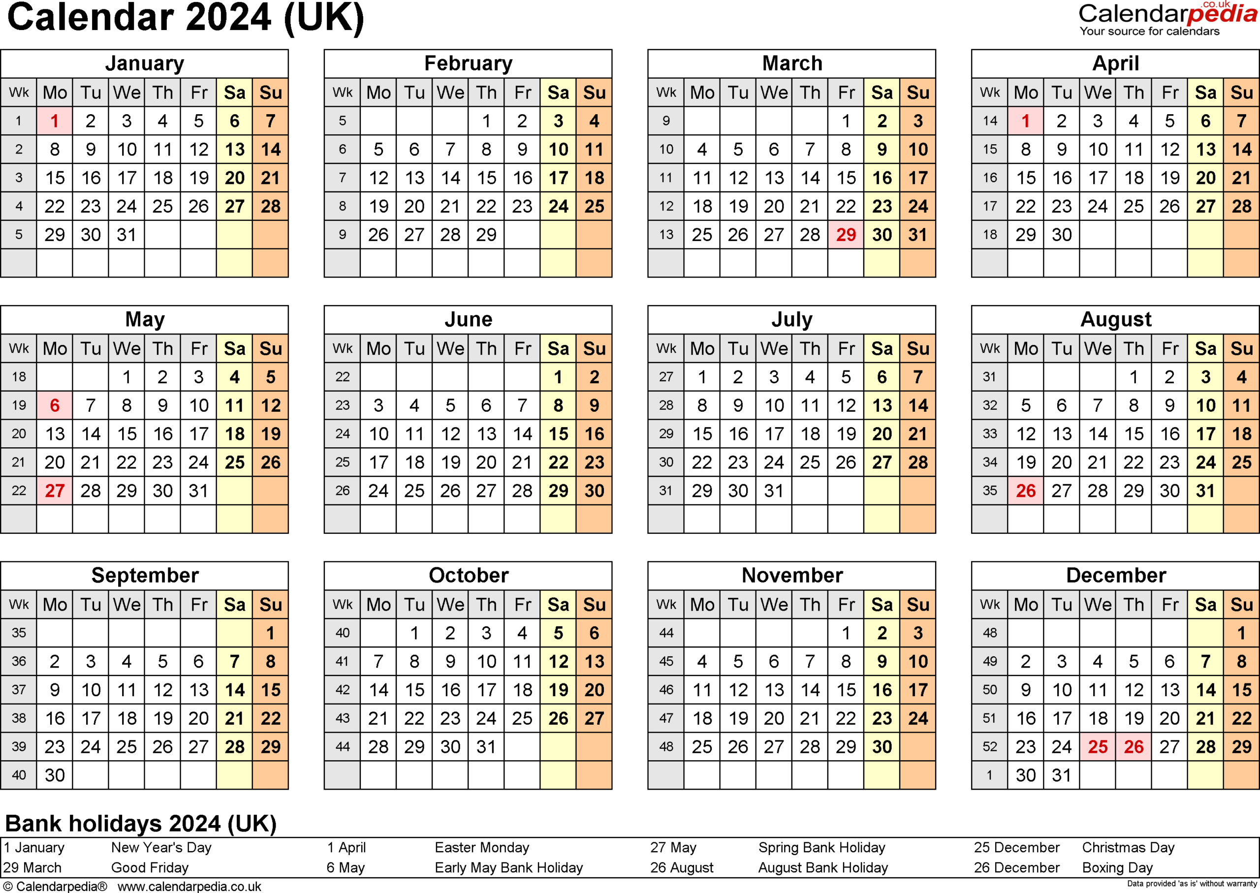 Calendar 2024 (Uk) - Free Printable Microsoft Excel Templates | Calendar 2024 Uk