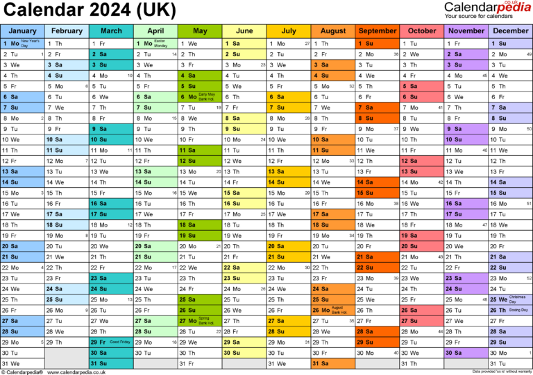 Calendar 2024 (Uk) - Free Printable Microsoft Word Templates | 2024 Yearly Calendar Word