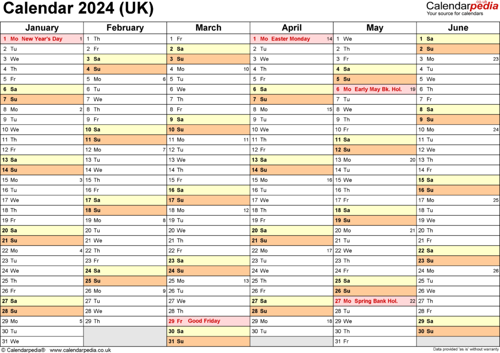 2024 Yearly Calendar Word Template Printable Calendar 2024