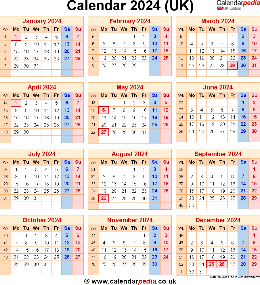 Calendar 2024 Uk With Bank Holidays &Amp;Amp;Amp; Excel/Pdf/Word Templates | 2024 Year Calendar Uk