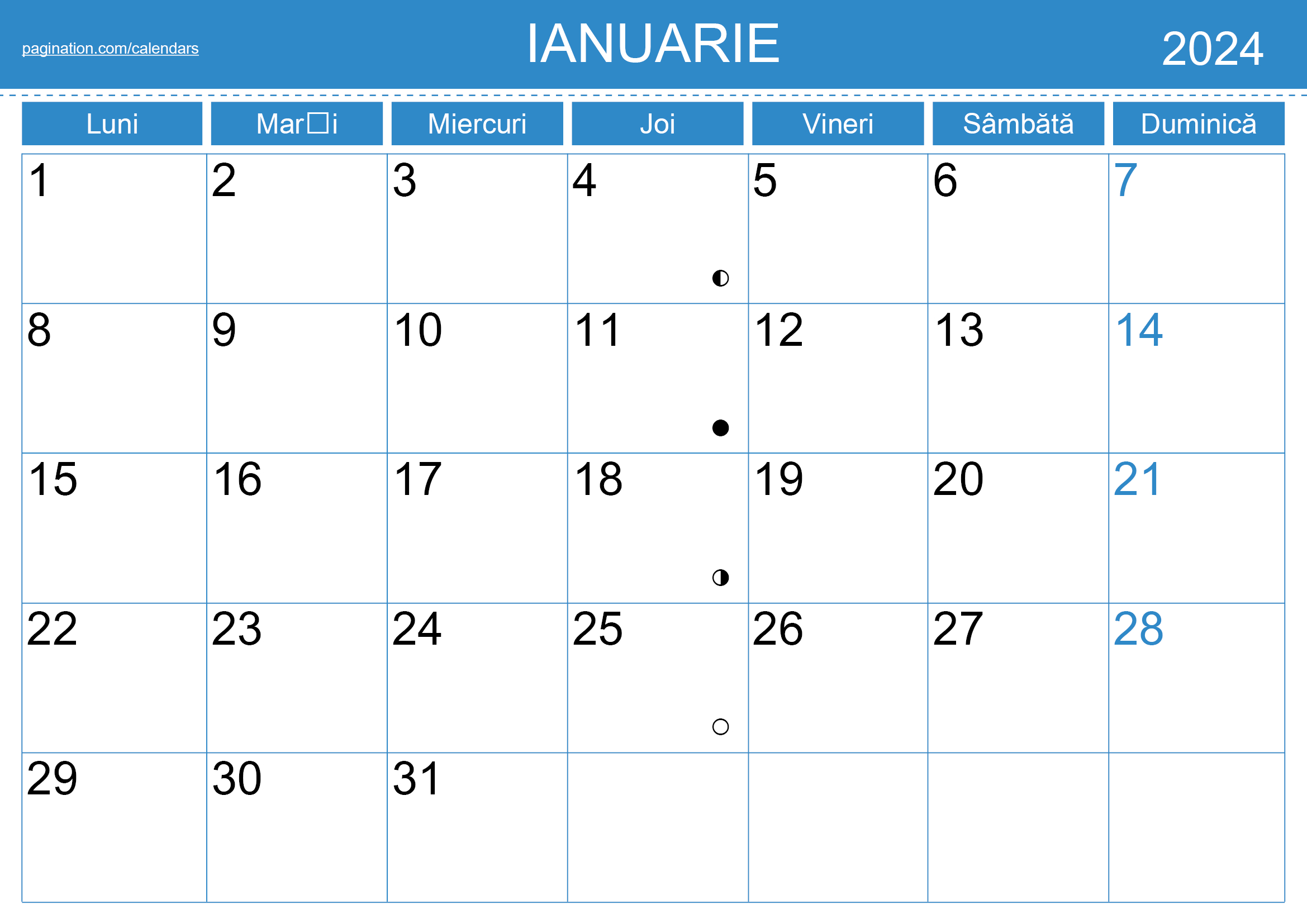 Calendar Indesign - Română (Romanian) - Pagination | Printable Calendar 2024 Romanesc Pdf