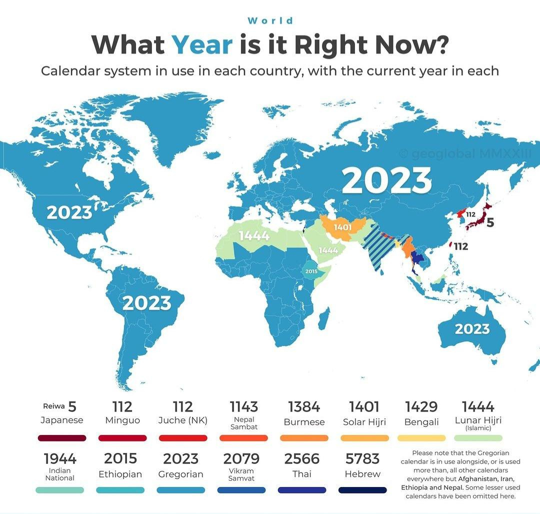 Calendar Systems Used Throughout The World - Vivid Maps | Calendar Years Same As 2022