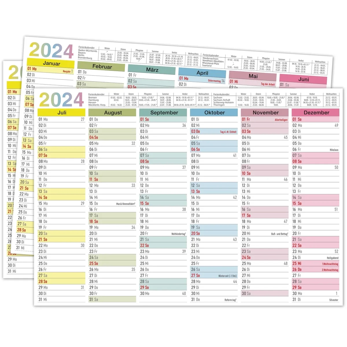 Calendrier 2024 Din A4 Calendrier Mural Planificateur Mural Planificateur  Annuel | Kalender 2024