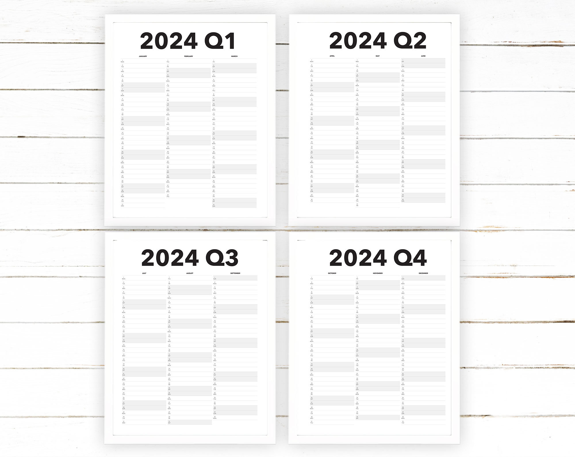 Calendrier Trimestriel 2024 Imprimable Blank Dated Quarterly Year | 2024 Calendar Printable Quarterly