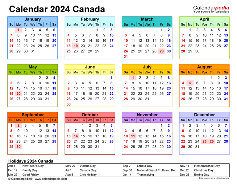 Canada Calendar 2024 - Free Printable Excel Templates | 2024 Calendar Printable With Canadian Holidays