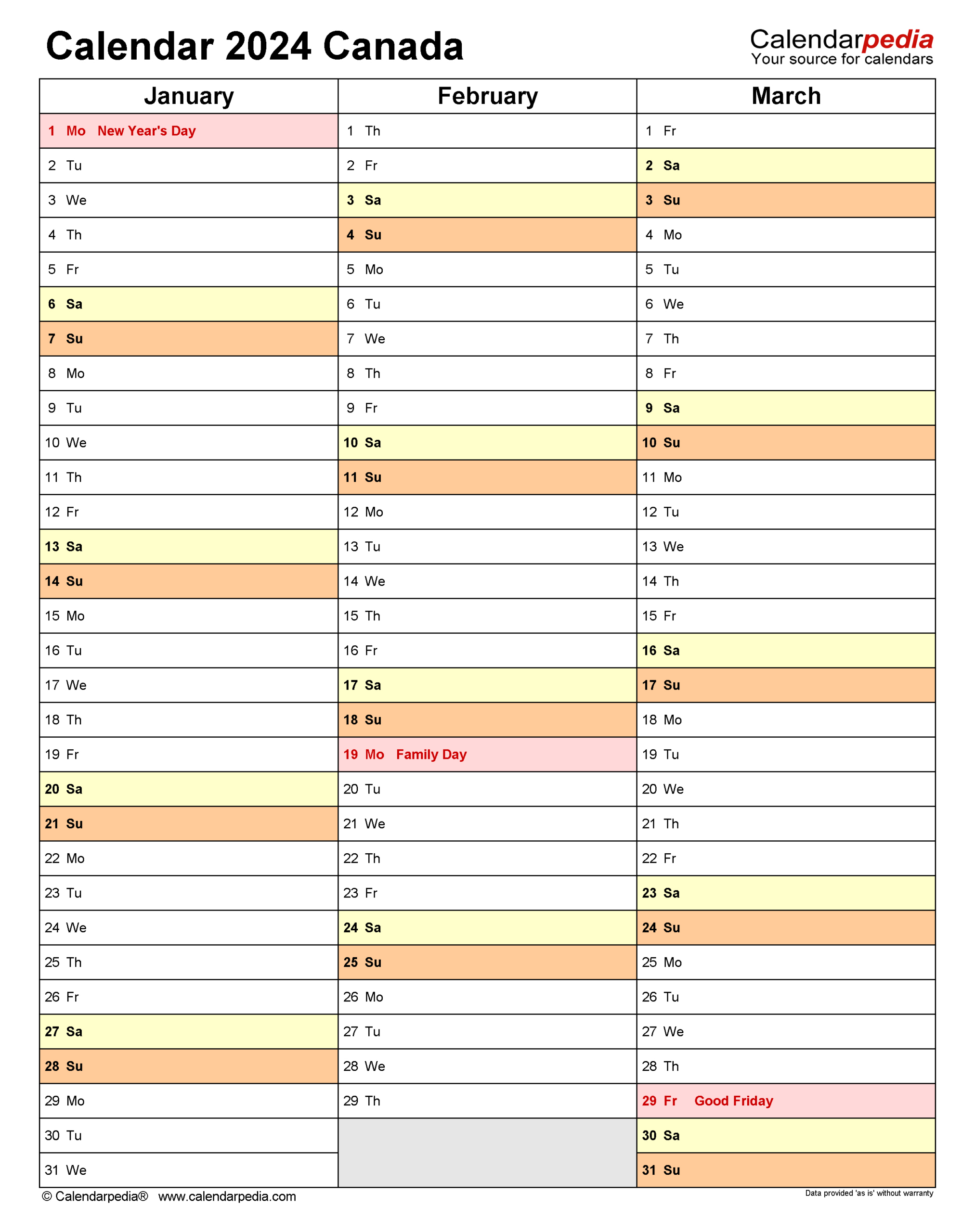 Canada Calendar 2024 - Free Printable Excel Templates | Monthly Calendar 2024 Canada Printable