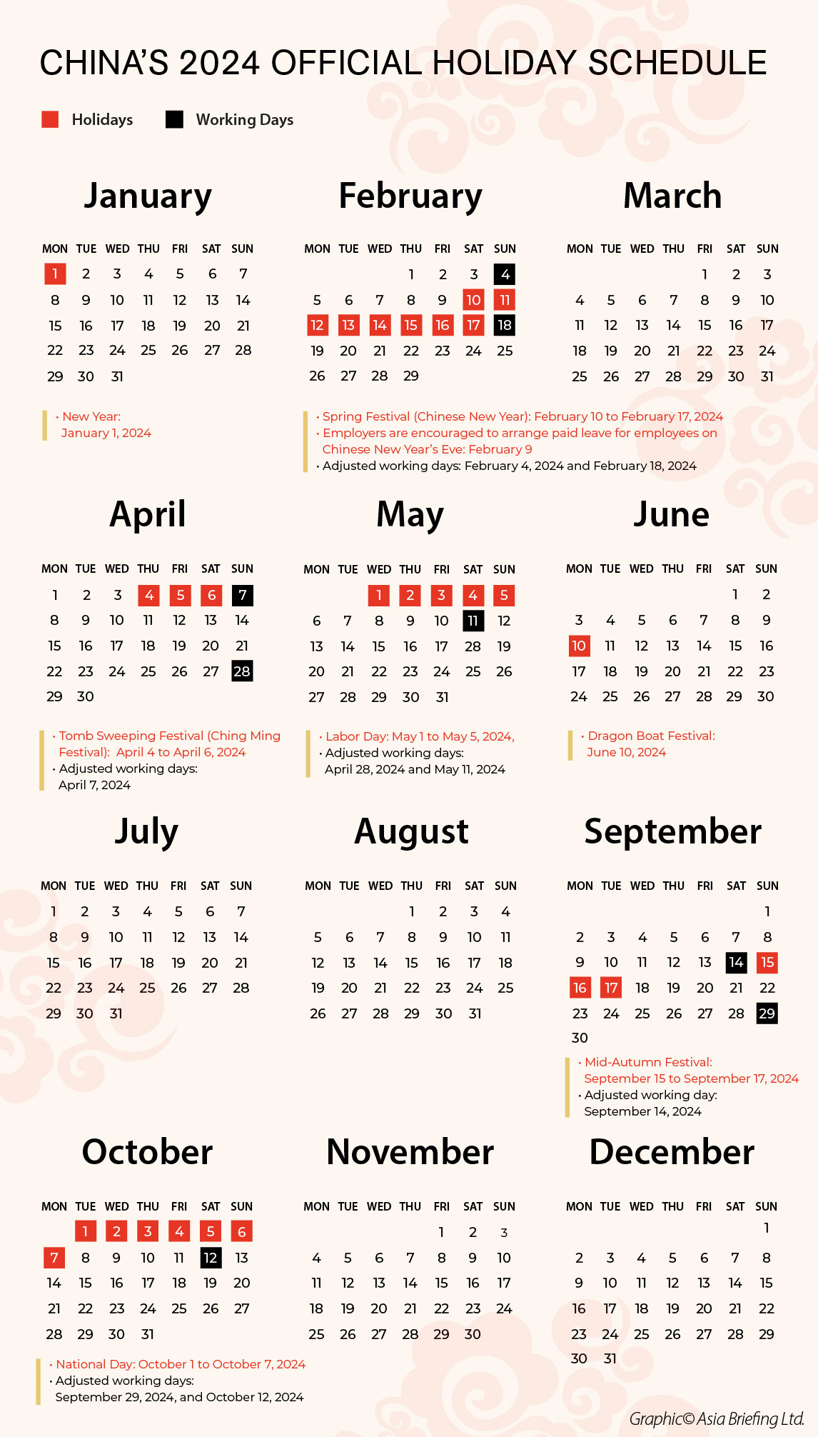 China National Holidays 2024 And Schedule Of Adjusted Working Days | 2024 Chinese New Year Calendar Hong Kong