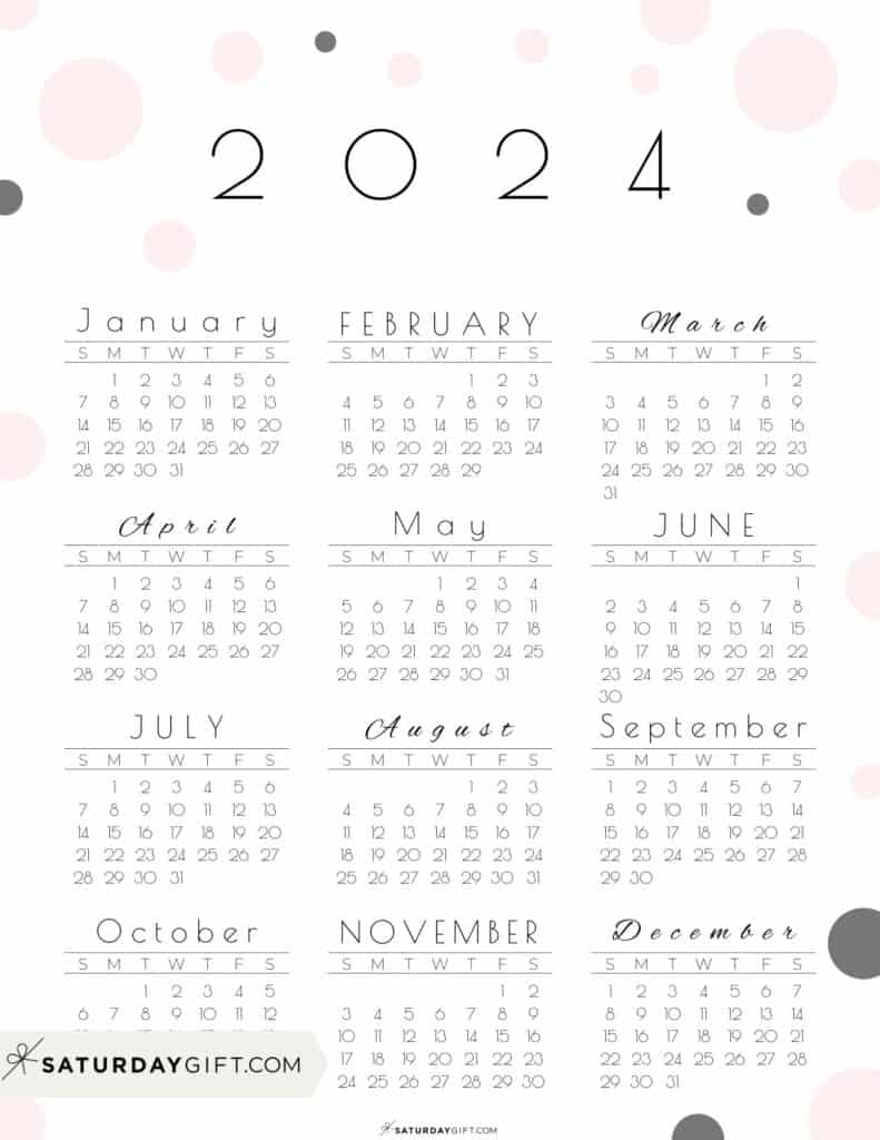 Cute (&Amp;Amp;Amp; Free!) Printable Year At A Glance 2024 Calendar (Pretty | Printable Calendar 2024 Aesthetic