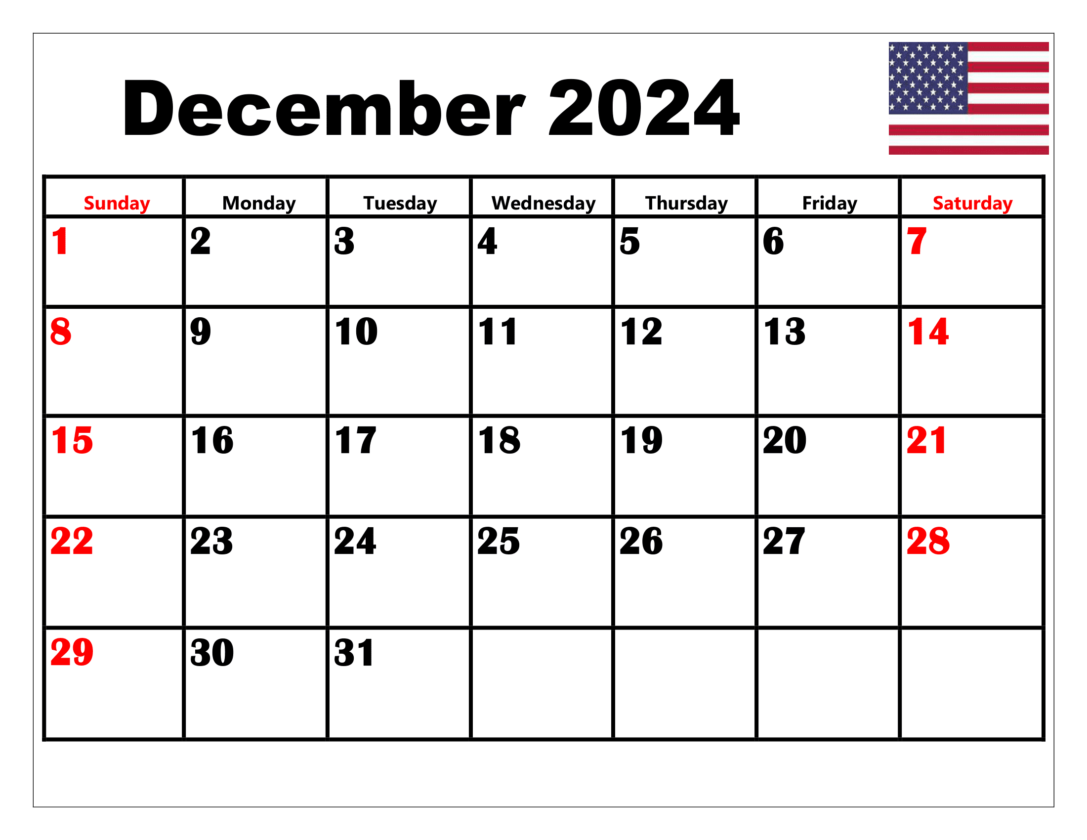 December 2024 Calendar Printable Pdf Blank Free Templates | Dec 2024 Calendar Printable Free