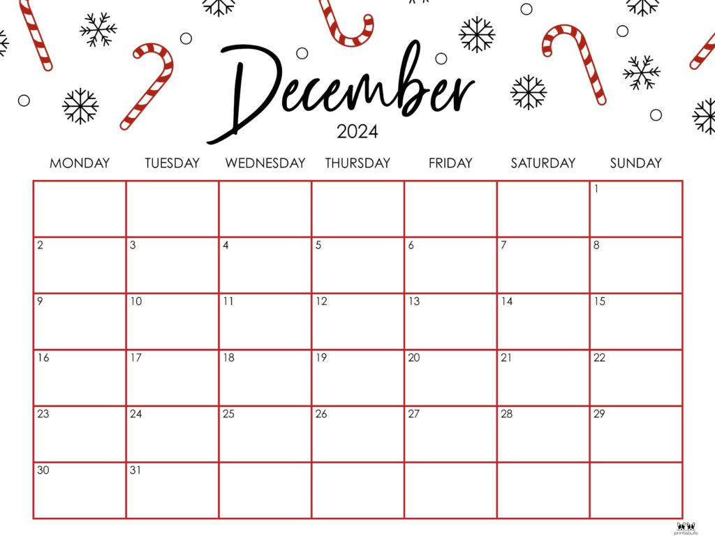 December 2024 Calendars - 50 Free Printables | Printabulls | Dec 2024 Calendar Printable Free