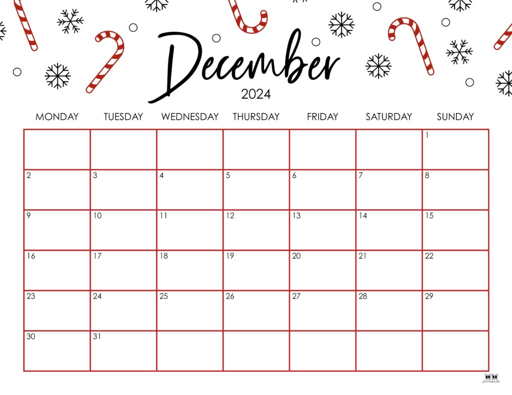December 2024 Calendars - 50 Free Printables | Printabulls | Free Printable Calendar December 2024