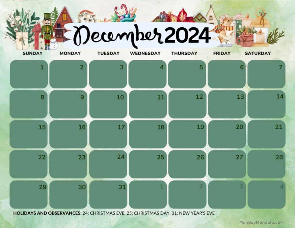 December 2024 Calendars (52 Free Pdf Printables) | Dec 2024 Calendar Printable Free