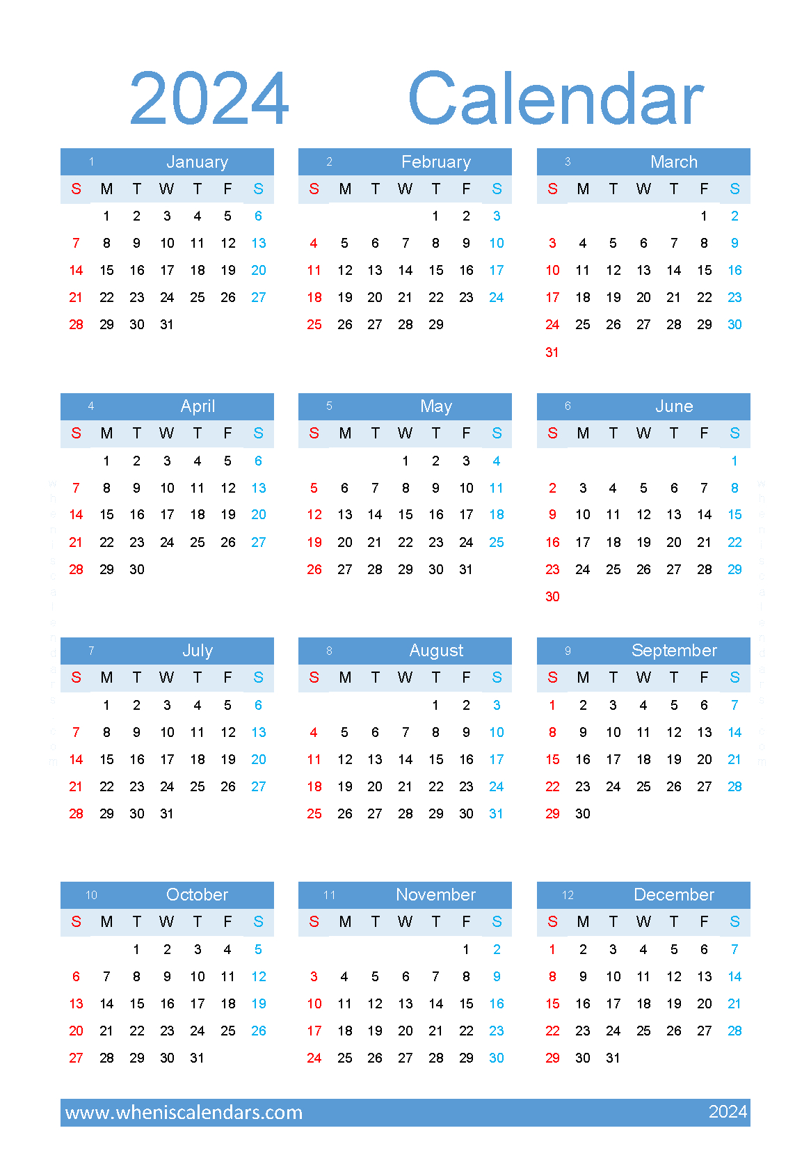 Download 2024 Calendar Printable Monthly A5 O24Y157 | 2024 Calendar With Holidays Nz Printable Free