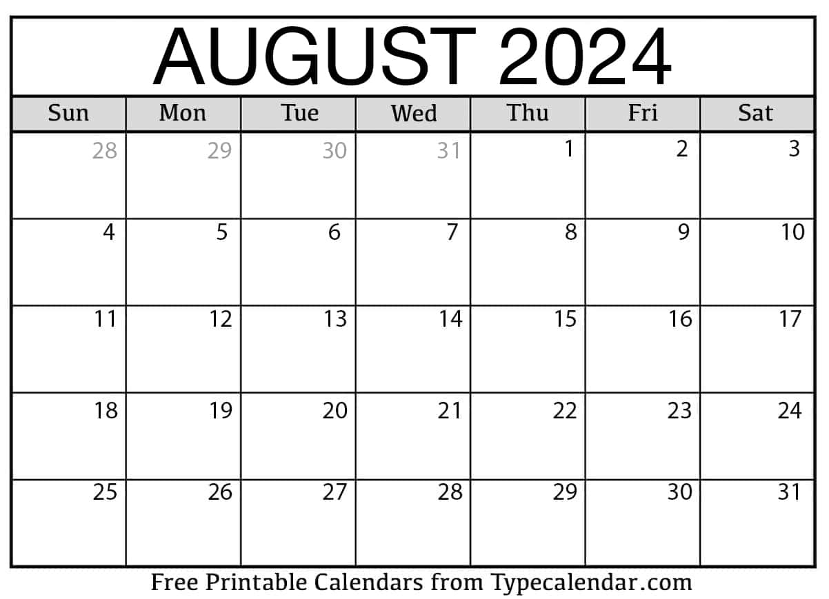 Download Free Printable August 2024 Calendars | Calendar August 2024 Printable