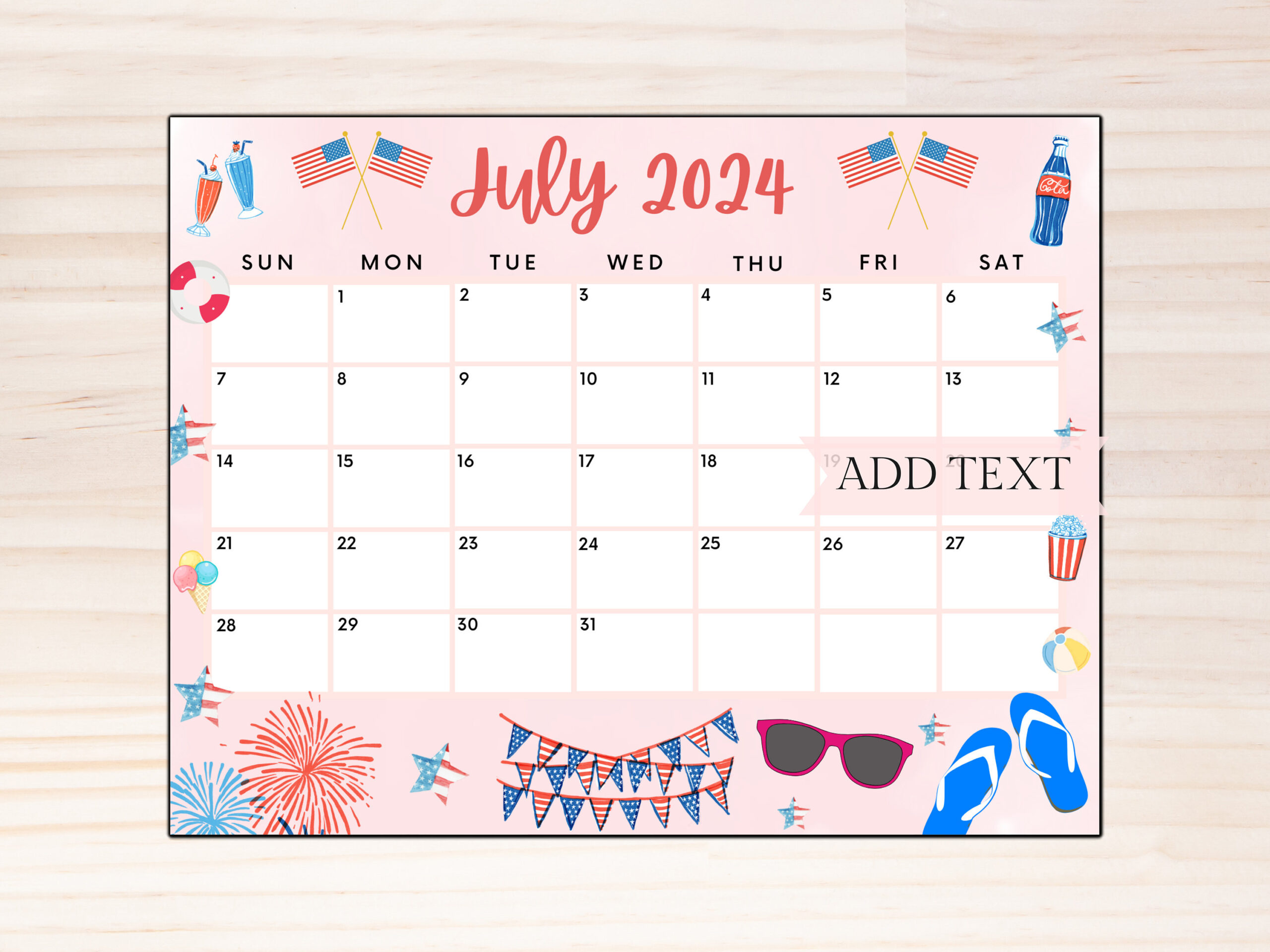 Editable July 2024 Wall Calendar Printable Classroom - Etsy Uk | Printable Calendar 2024 Victoria