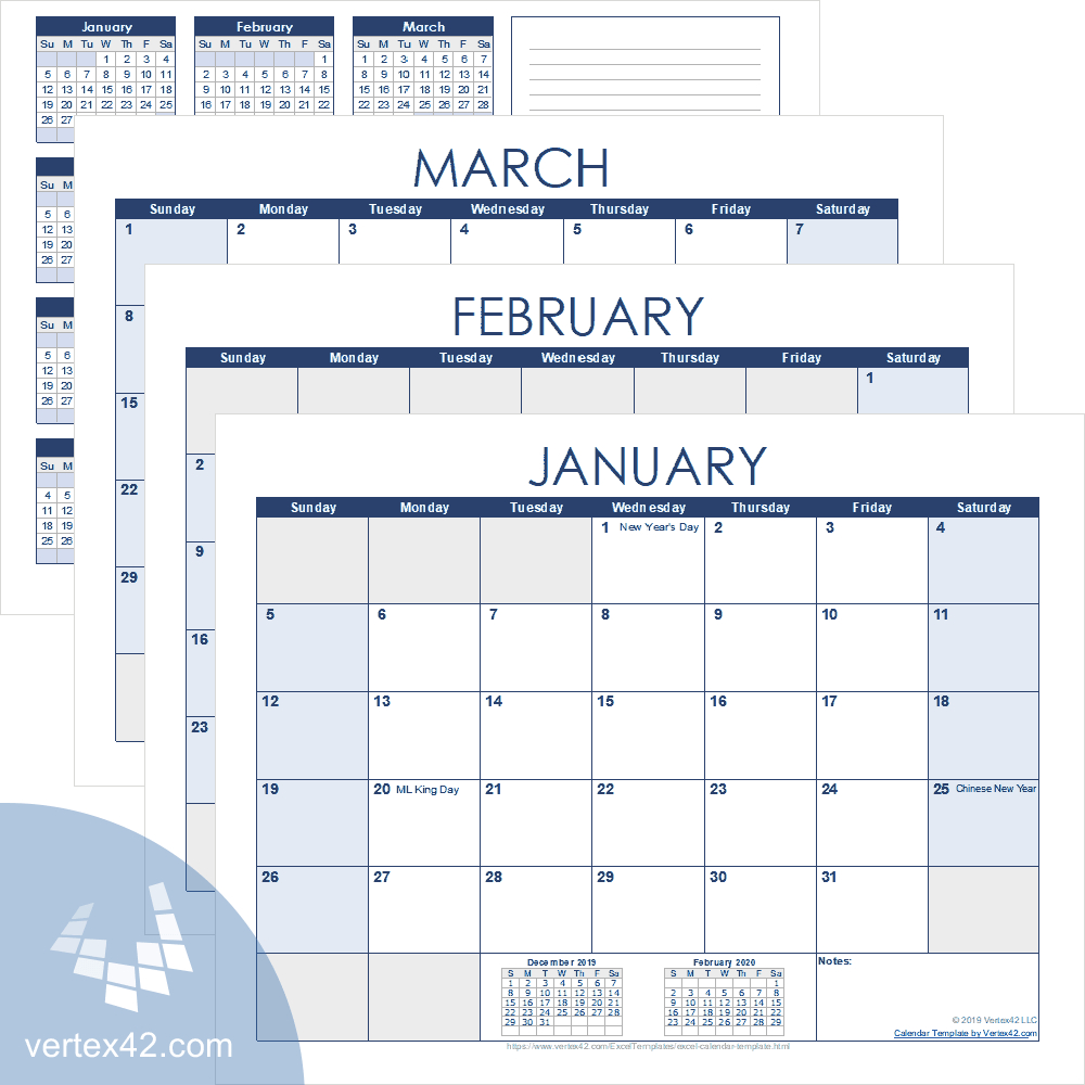 Excel Calendar Template For 2023 And Beyond | 2024 Calendar Printable Vertex