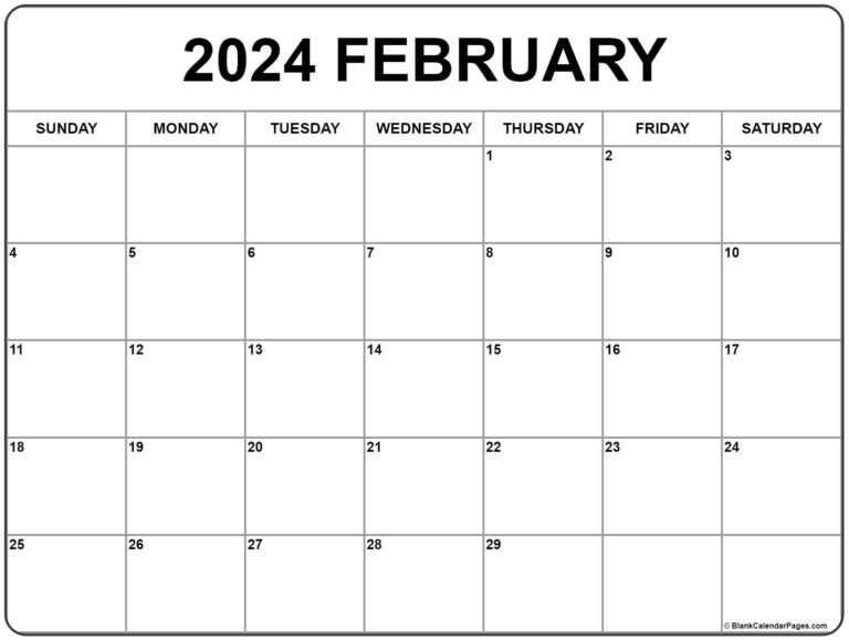 February 2024 Calendar | Free Printable Calendar | February Printable Calendar 2024