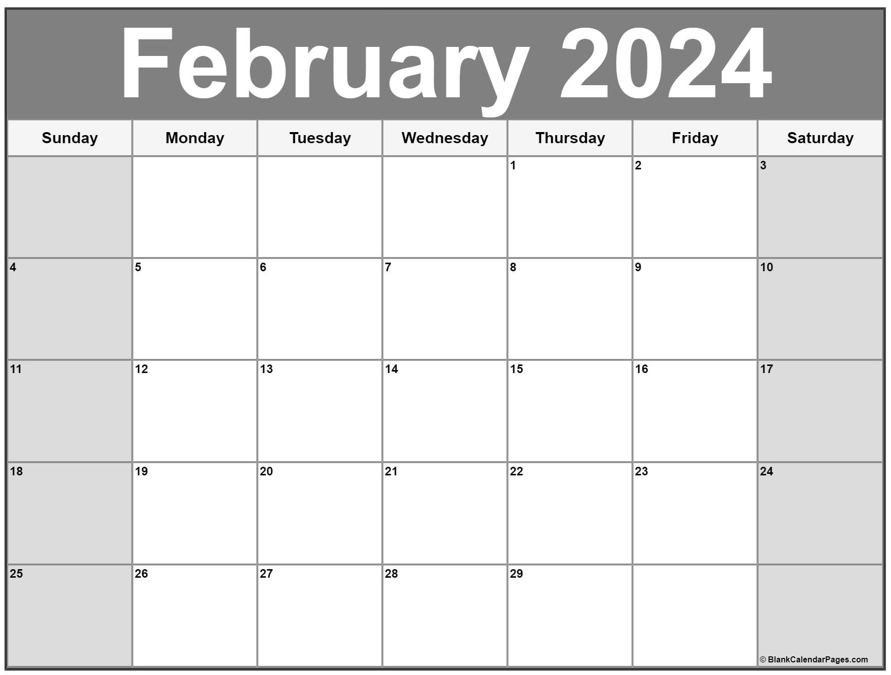 February 2024 Calendar | Free Printable Calendar | Vertex Free Printable Calendar 2024