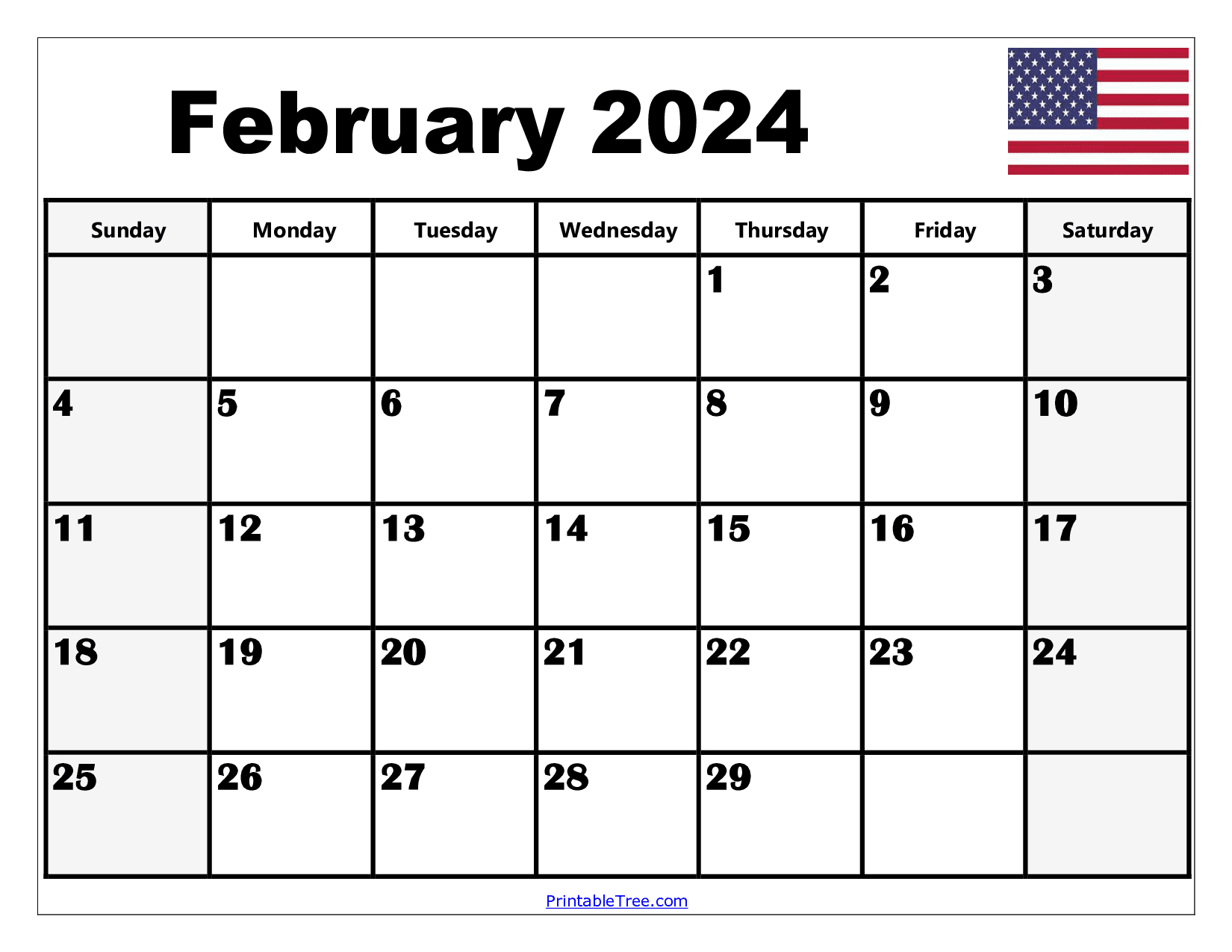 February 2024 Calendar Printable Pdf Template With Holidays | Calendar 2024 Printable February