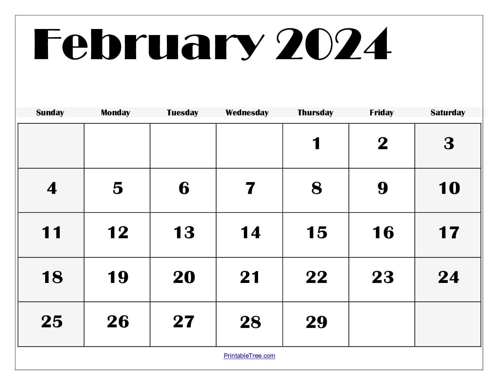 February 2024 Calendar Printable Pdf Template With Holidays | February Printable Calendar 2024