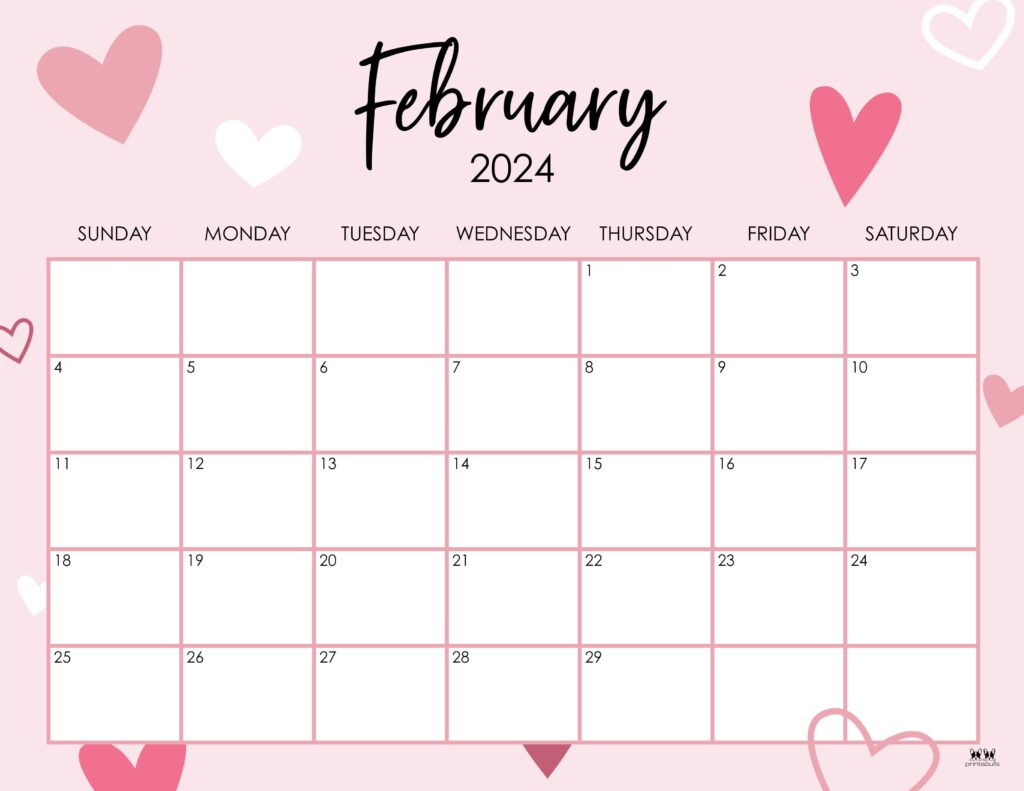 February 2024 Calendars - 50 Free Printables | Printabulls | Calendar 2024 Printable February