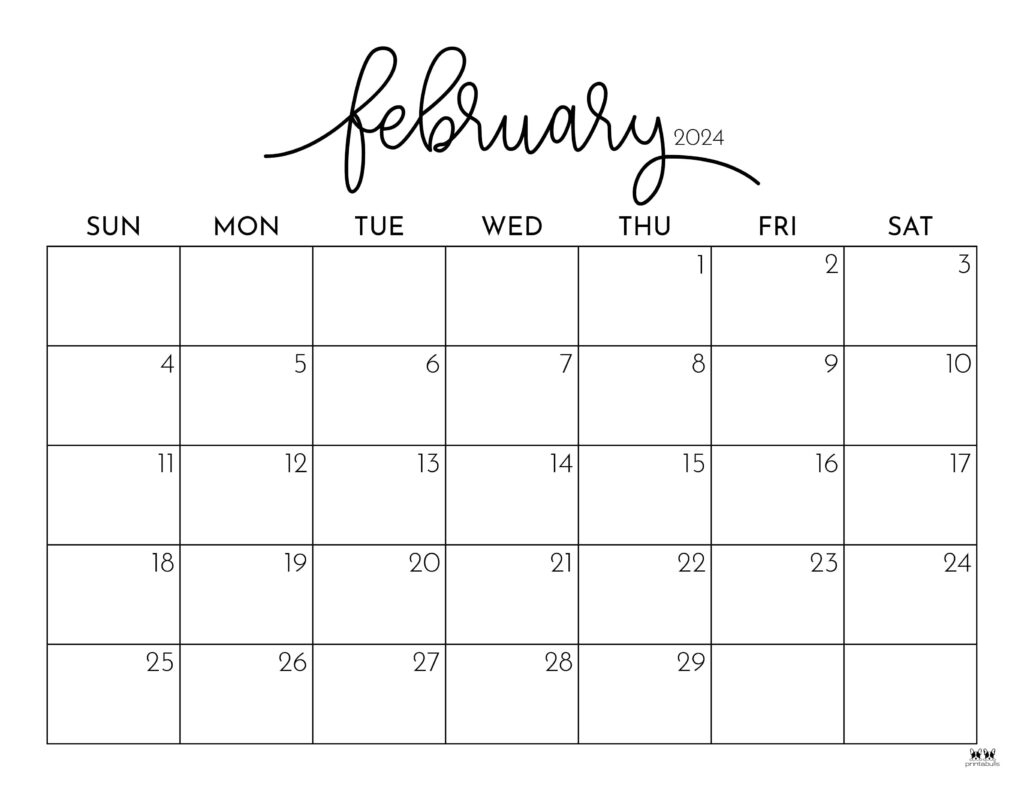 February 2024 Calendars - 50 Free Printables | Printabulls | February 2024 Calendar Printable Pdf