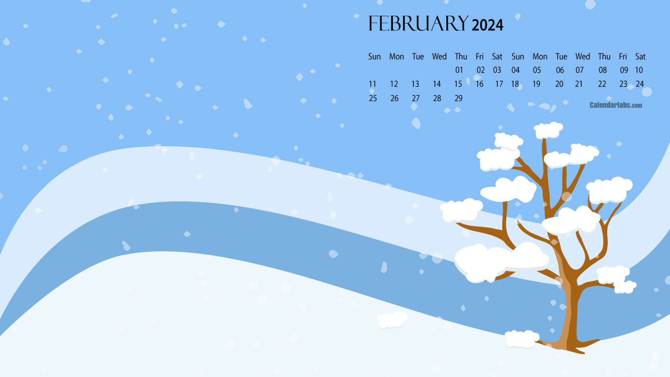 February 2024 Desktop Wallpaper Calendar - Calendarlabs | Template Calendar Labs 2024